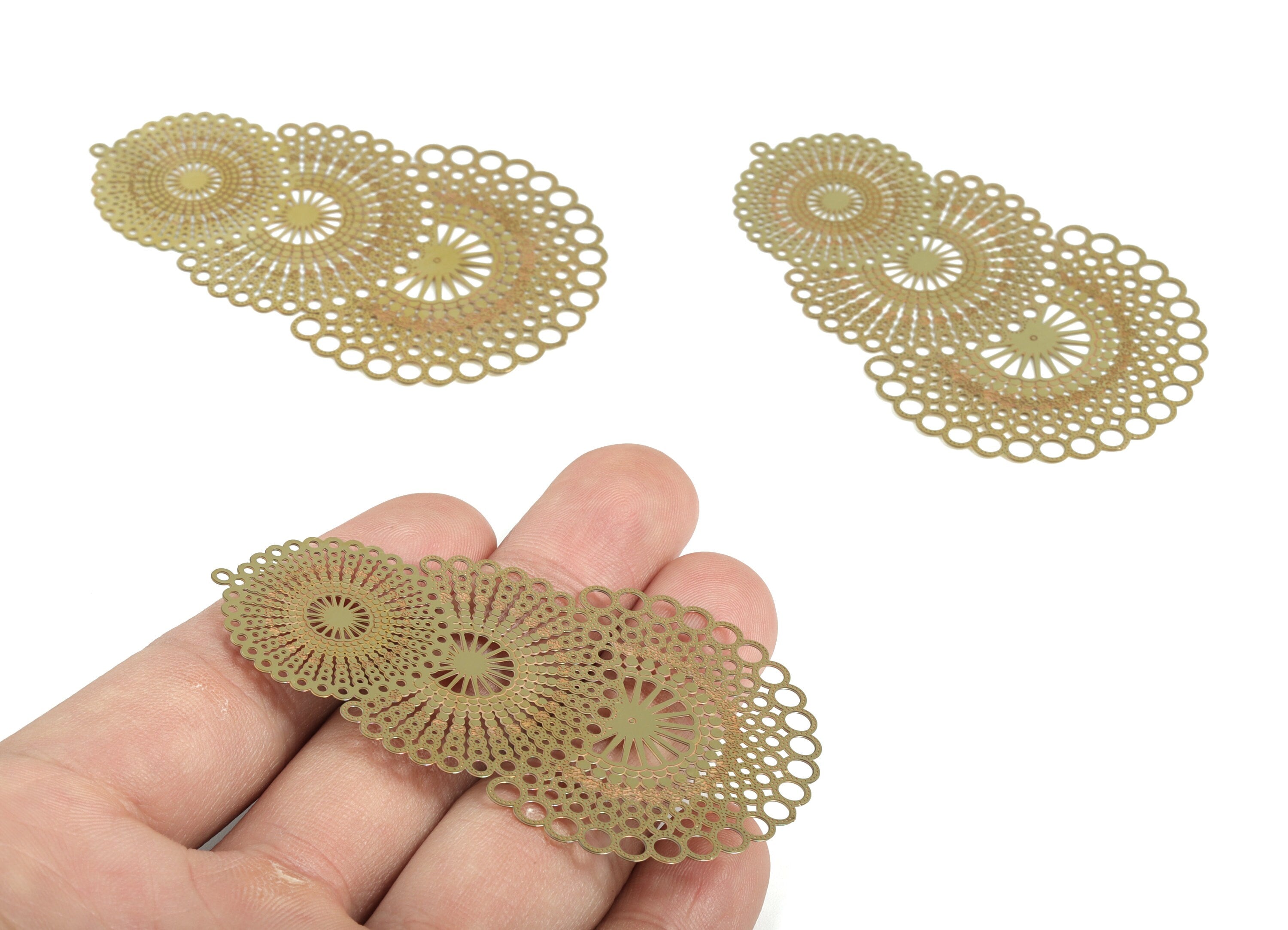 Raw Brass  Hollow Out Earring Charms - Exaggerated Earring Charms - Earring Findings - Jewellery Supplies - 69.7x43.8x0.3mm - JJA3867 - DOMEDBAZAAR