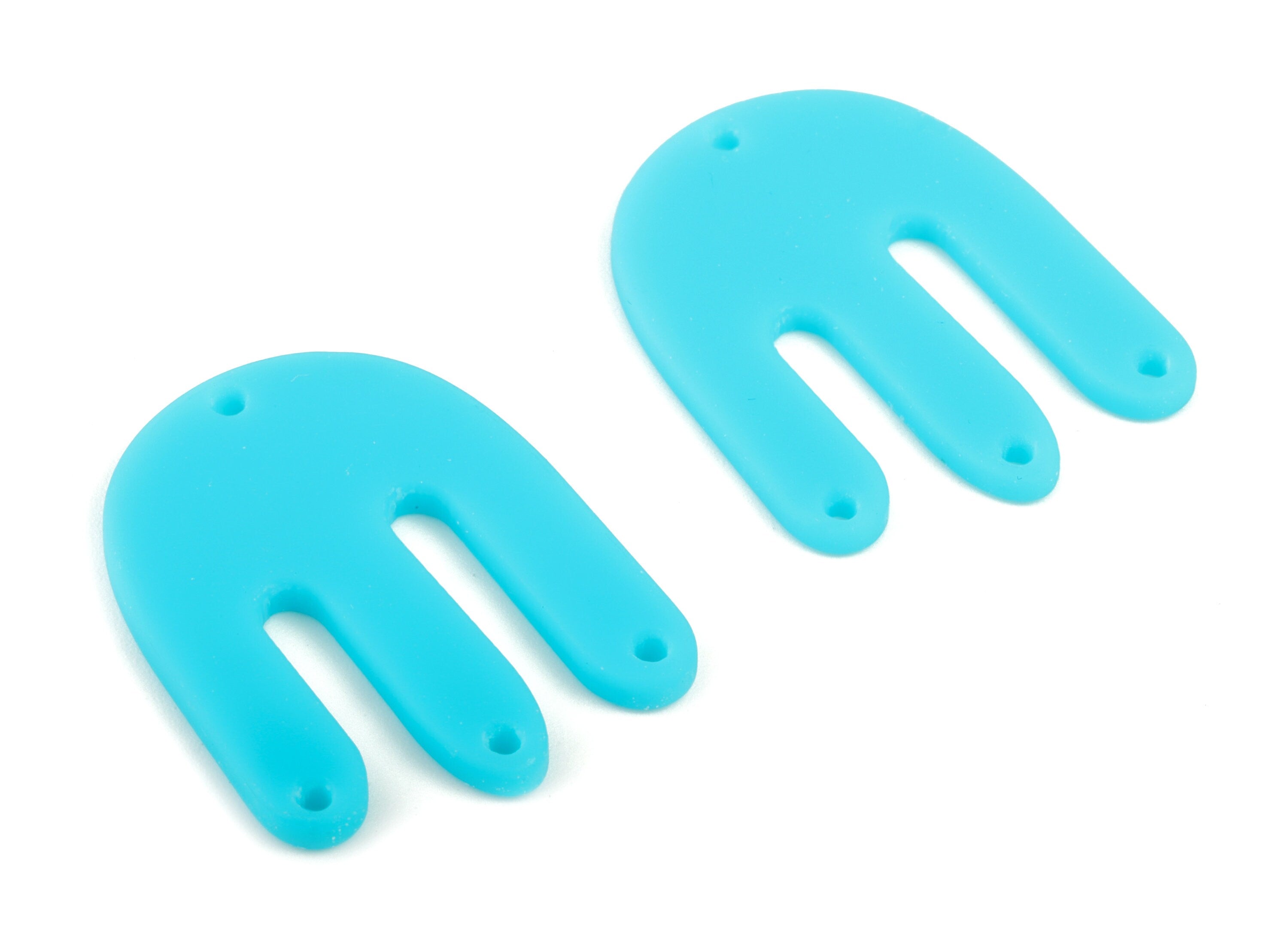 Acrylic D Earring Connector - Blue M Earring Charms - 4 Holes - Jewelry Supplies - Color Code:A497 - 29.8x22.93x1.95mm - AC2032-A497 - DOMEDBAZAAR