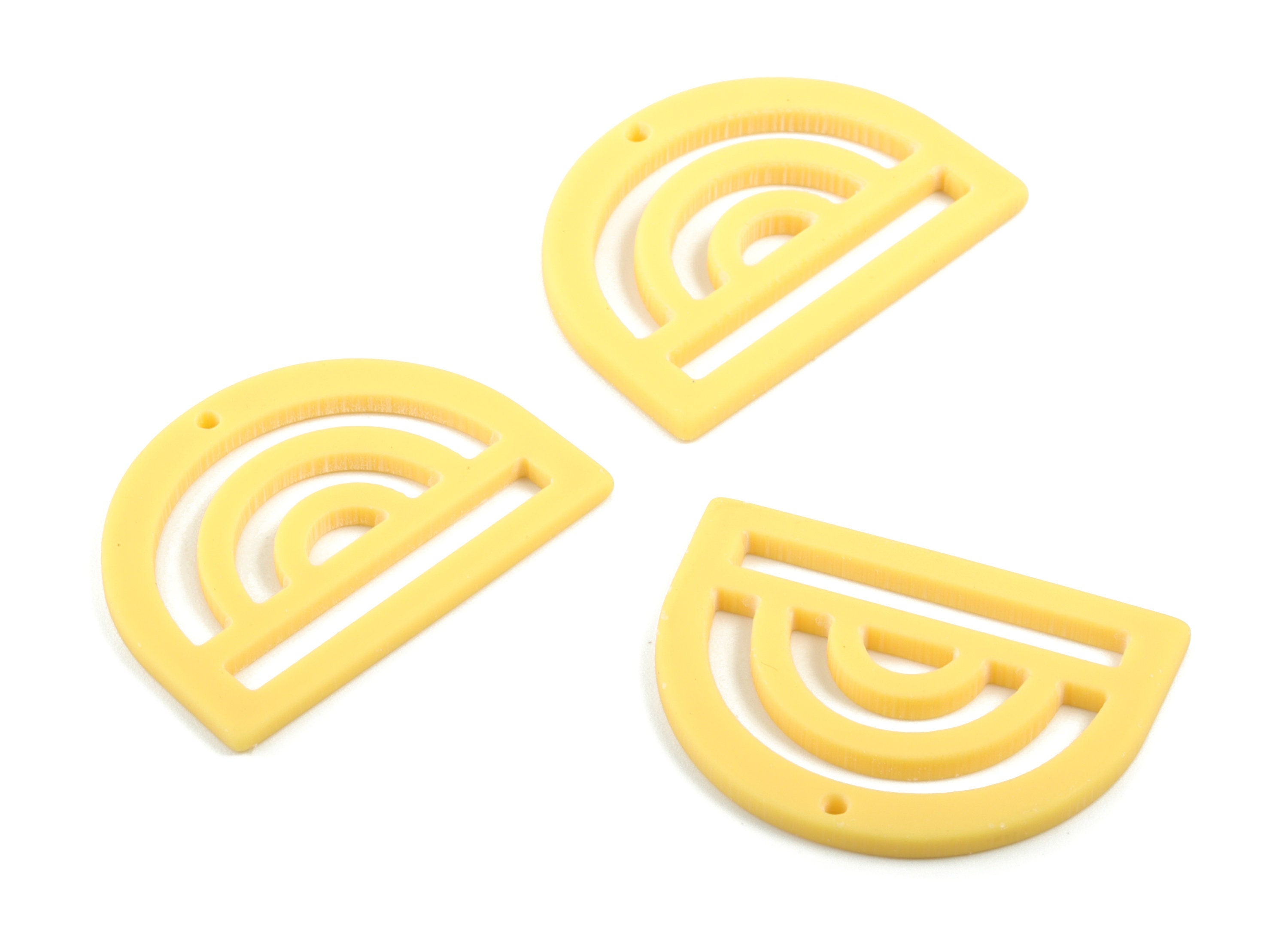 Acrylic Rainbow Earring Charms - Yellow Rainbow D Pendant - Jewelry Supplies - Color Code:A474 - 35.29x25.77x2.15mm - AC2029-A474 - DOMEDBAZAAR