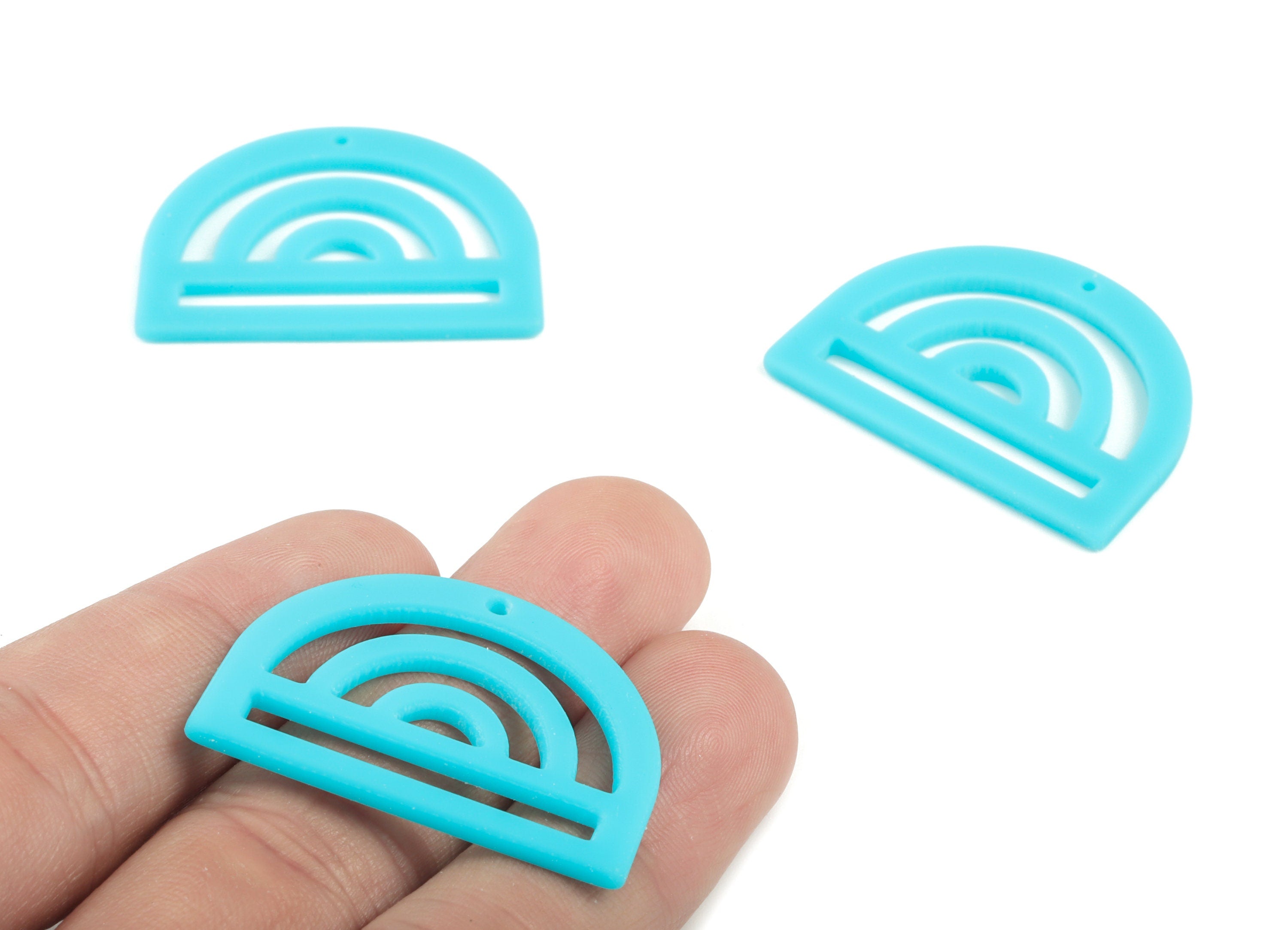 Acrylic Rainbow Earring Charms - Blue Rainbow D Pendant - Jewelry Supplies - Color Code:A497 - 35.29x25.77x2.15mm - AC2029-A497 - DOMEDBAZAAR