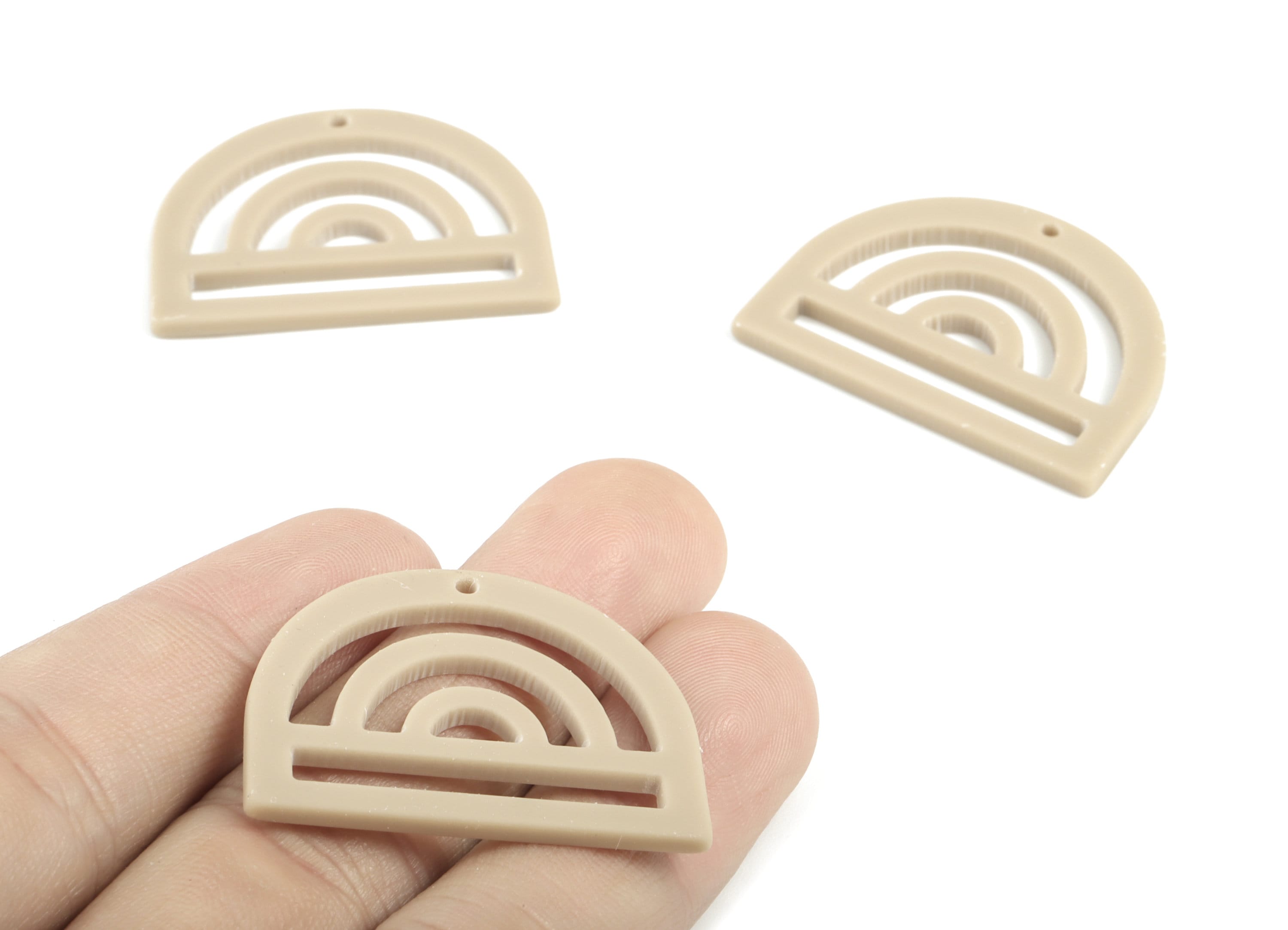 Acrylic Rainbow Earring Charms - Brown Rainbow D Pendant - Jewelry Supplies - Color Code:A4978 - 35.29x25.77x2.15mm - AC2029-A498 - DOMEDBAZAAR