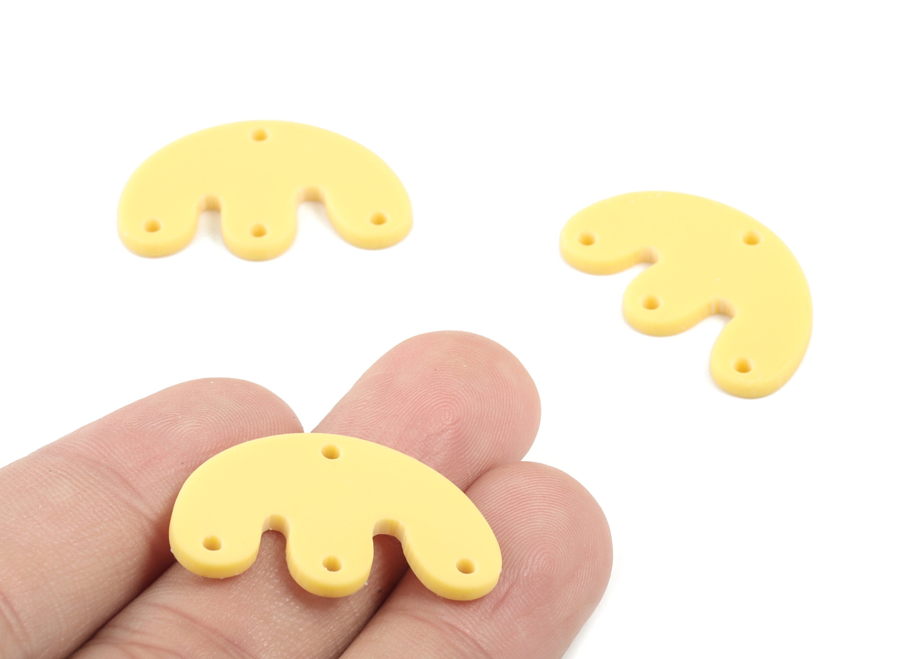 Acrylic D Earring Connector - Yellow M Earring Charms - 4 Holes - Jewelry Supplies - Color Code:A474 - 29.66x18.22x2.11mm - AC2035-A474 - DOMEDBAZAAR