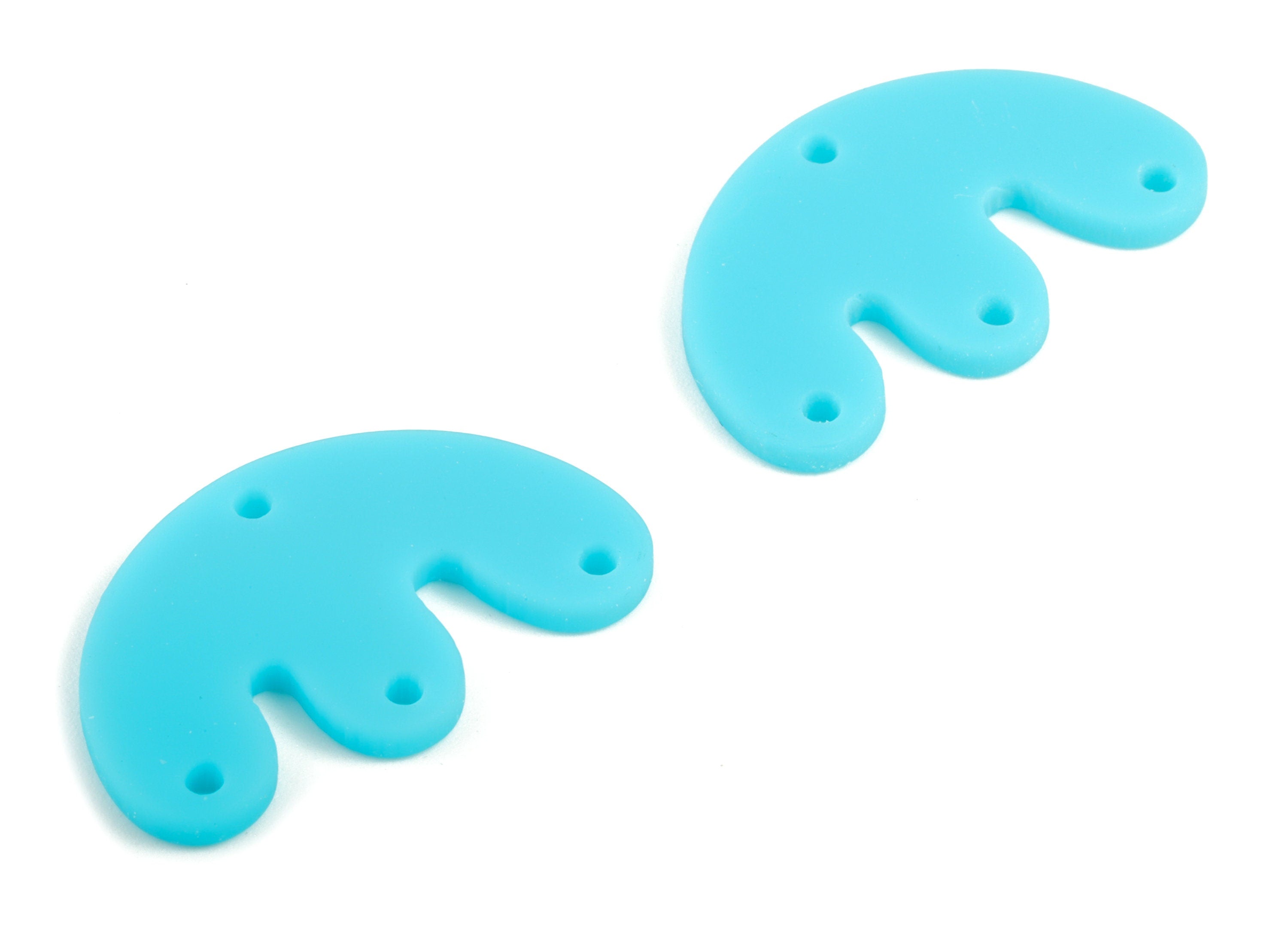 Acrylic D Earring Connector - Blue M Earring Charms - 4 Holes - Jewellery Supplies - Color Code:A497 - 29.66x18.22x2.11mm - AC2035-A497 - DOMEDBAZAAR