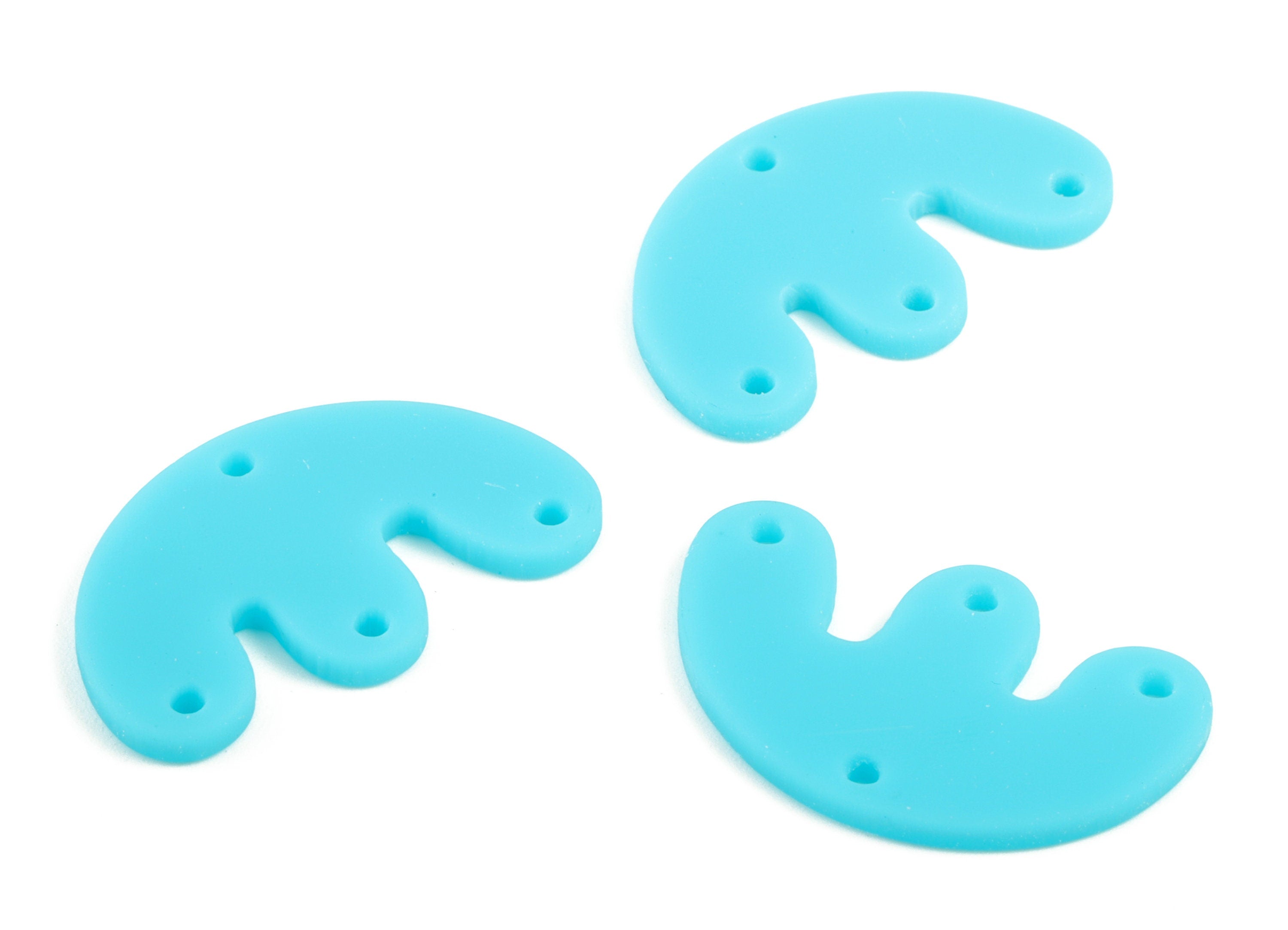 Acrylic D Earring Connector - Blue M Earring Charms - 4 Holes - Jewellery Supplies - Color Code:A497 - 29.66x18.22x2.11mm - AC2035-A497 - DOMEDBAZAAR