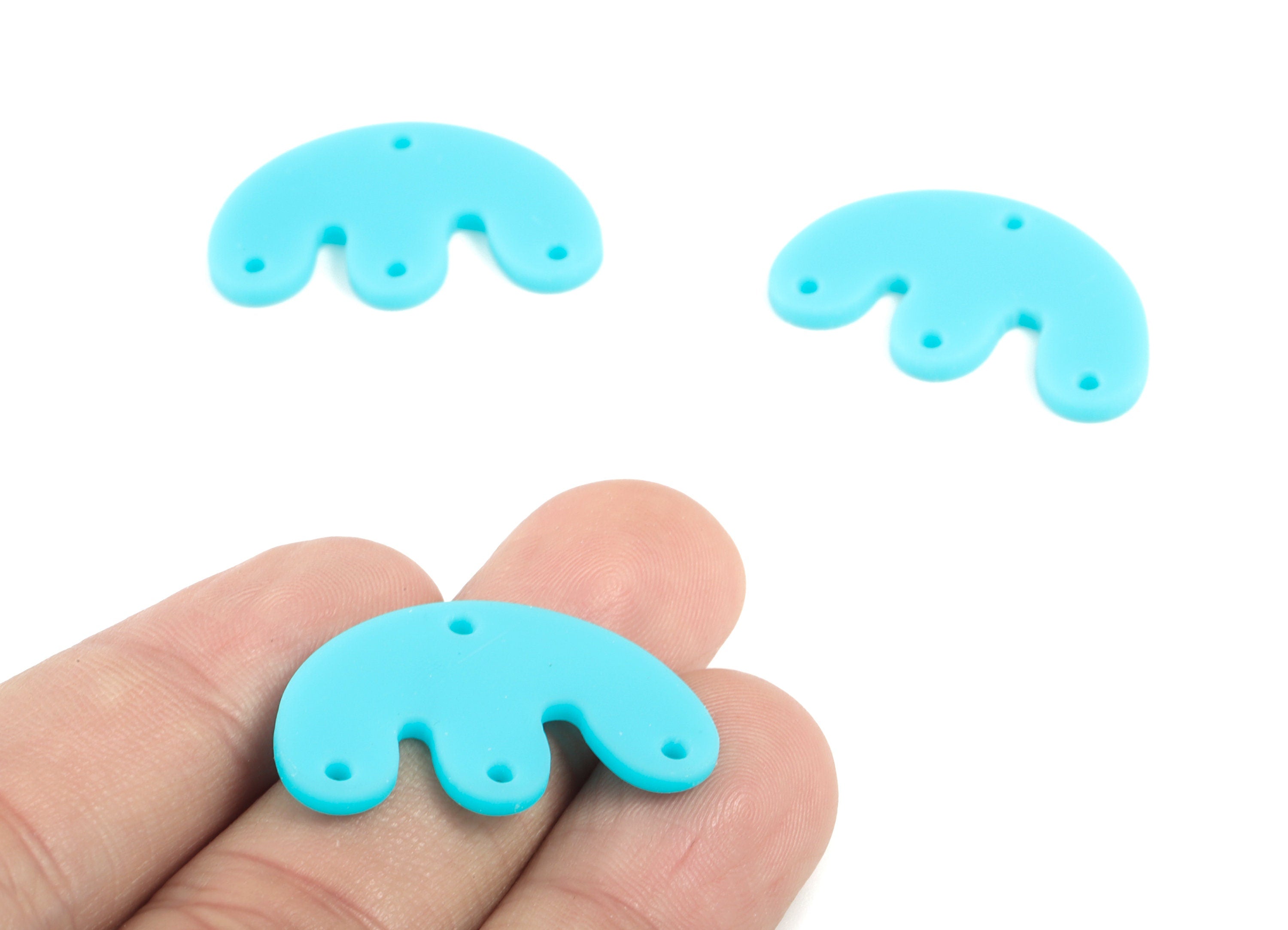 Acrylic D Earring Connector - Blue M Earring Charms - 4 Holes - Jewellery Supplies - Color Code:A497 - 29.66x18.22x2.11mm - AC2035-A497 - DOMEDBAZAAR