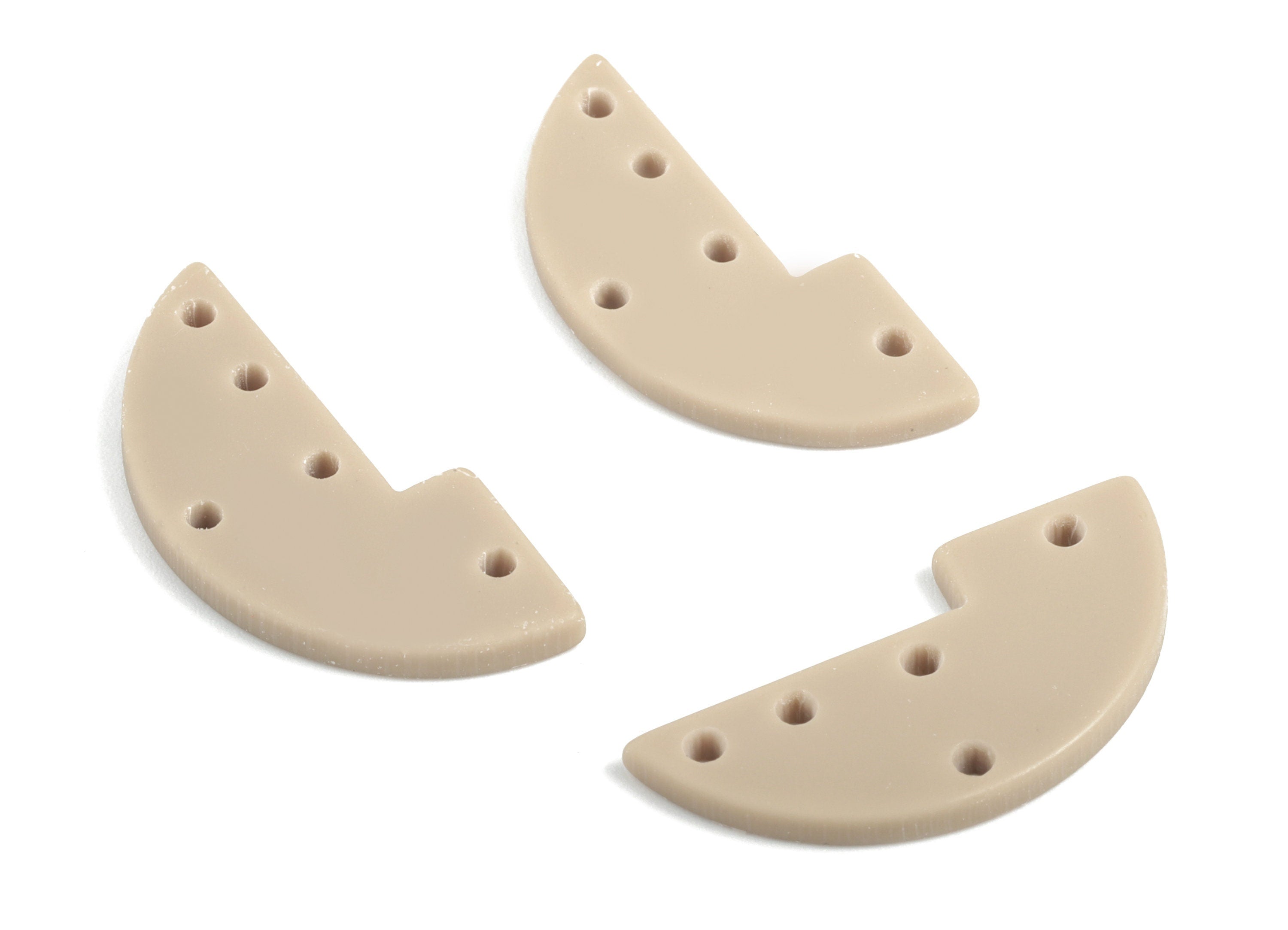 Acrylic Half Moon Earring Connector - Brown Semi Circle Earring Charms - 5 Holes - Color Code:A498 - 29.54x13.22x2.43mm - AC2036-A498 - DOMEDBAZAAR