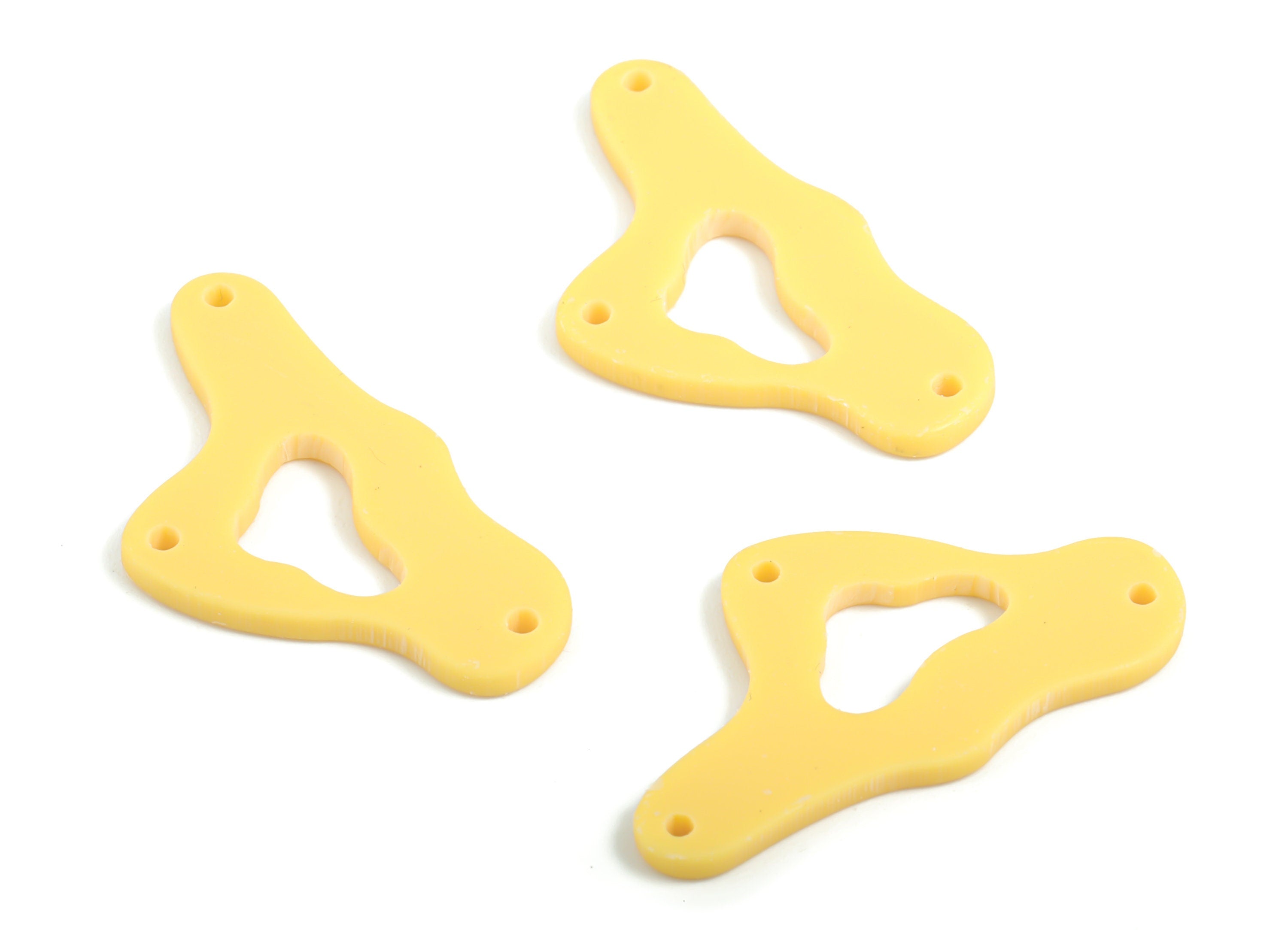 Acrylic Cloud Earring Connector - Yellow Cloud Earring Charms - 3 Holes - Color Code:A474 - 33.15x18.19x2.11mm - AC2025-A474 - DOMEDBAZAAR