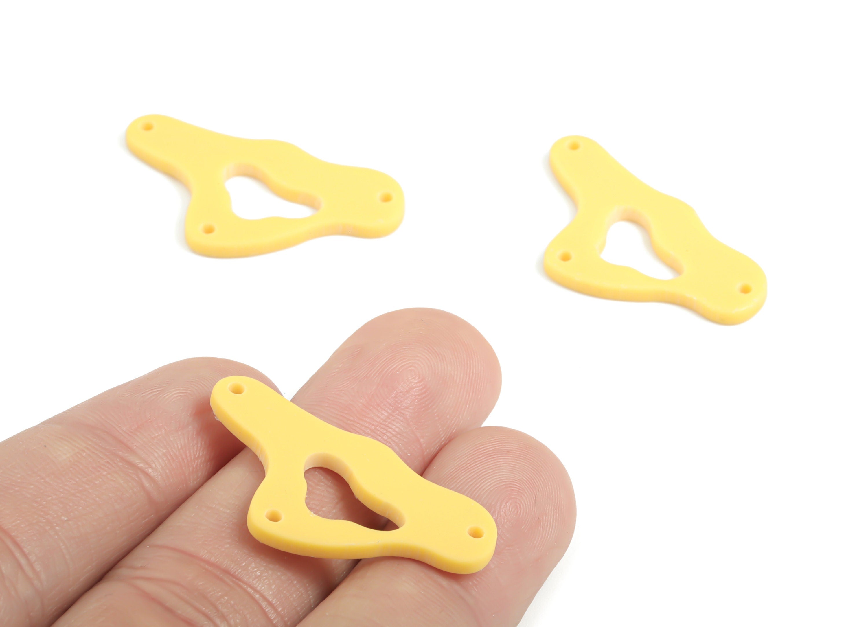 Acrylic Cloud Earring Connector - Yellow Cloud Earring Charms - 3 Holes - Color Code:A474 - 33.15x18.19x2.11mm - AC2025-A474 - DOMEDBAZAAR