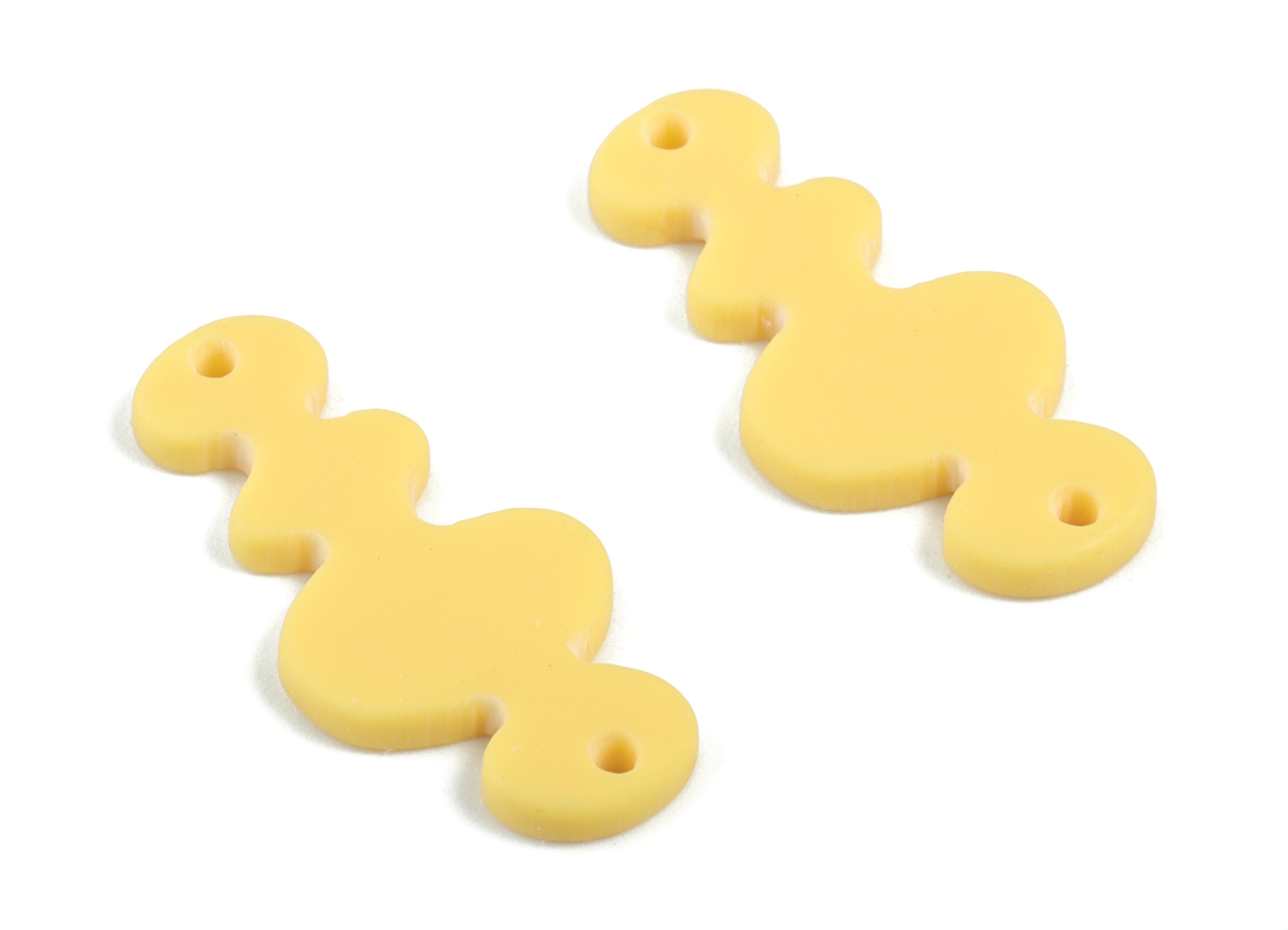 Acrylic Waves Earring Connector - Yellow Waves Earring Charms - 2 Holes - Jewelry Supplies - Color Code:A474 - 29.65x13.41x2mm - AC2033-A474 - DOMEDBAZAAR