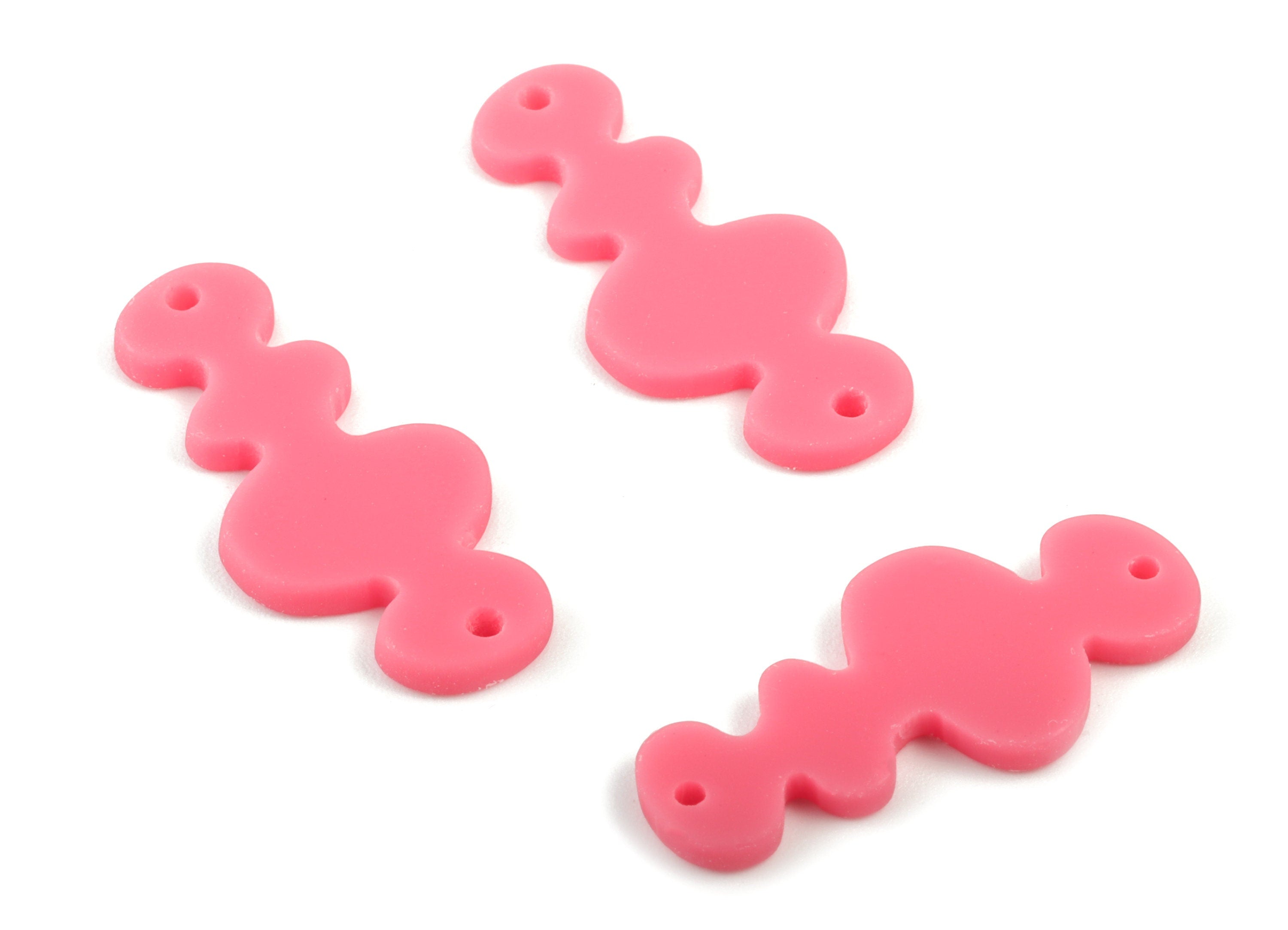 Acrylic Waves Earring Connector - Pink Waves Earring Charms - 2 Holes - Jewelry Supplies - Color Code:A484 - 29.65x13.41x2mm - AC2033-A484 - DOMEDBAZAAR