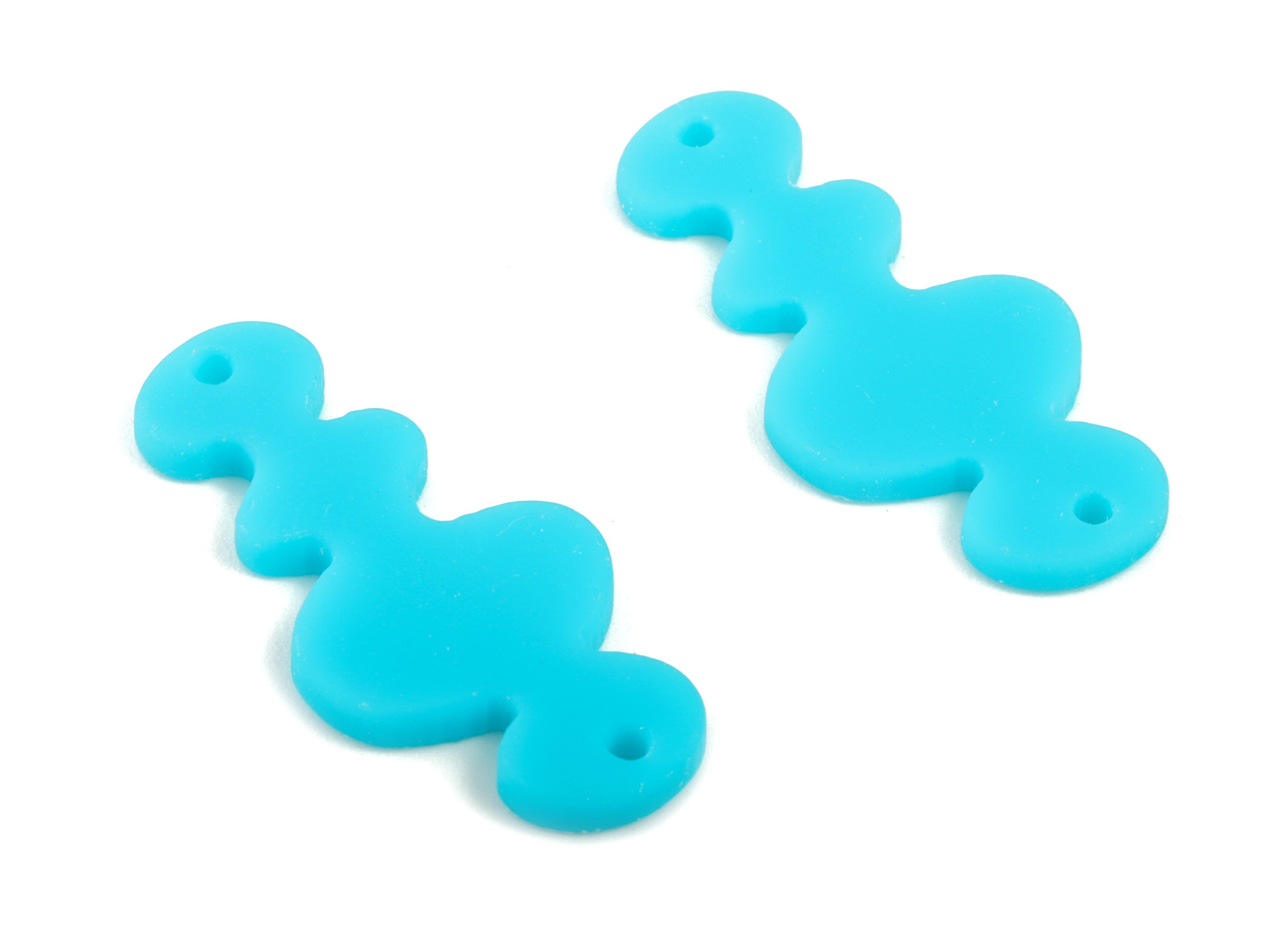 Acrylic Waves Earring Connector - Blue Waves Earring Charms - 2 Holes - Jewelry Supplies - Color Code:A497 - 29.65x13.41x2mm - AC2033-A497 - DOMEDBAZAAR