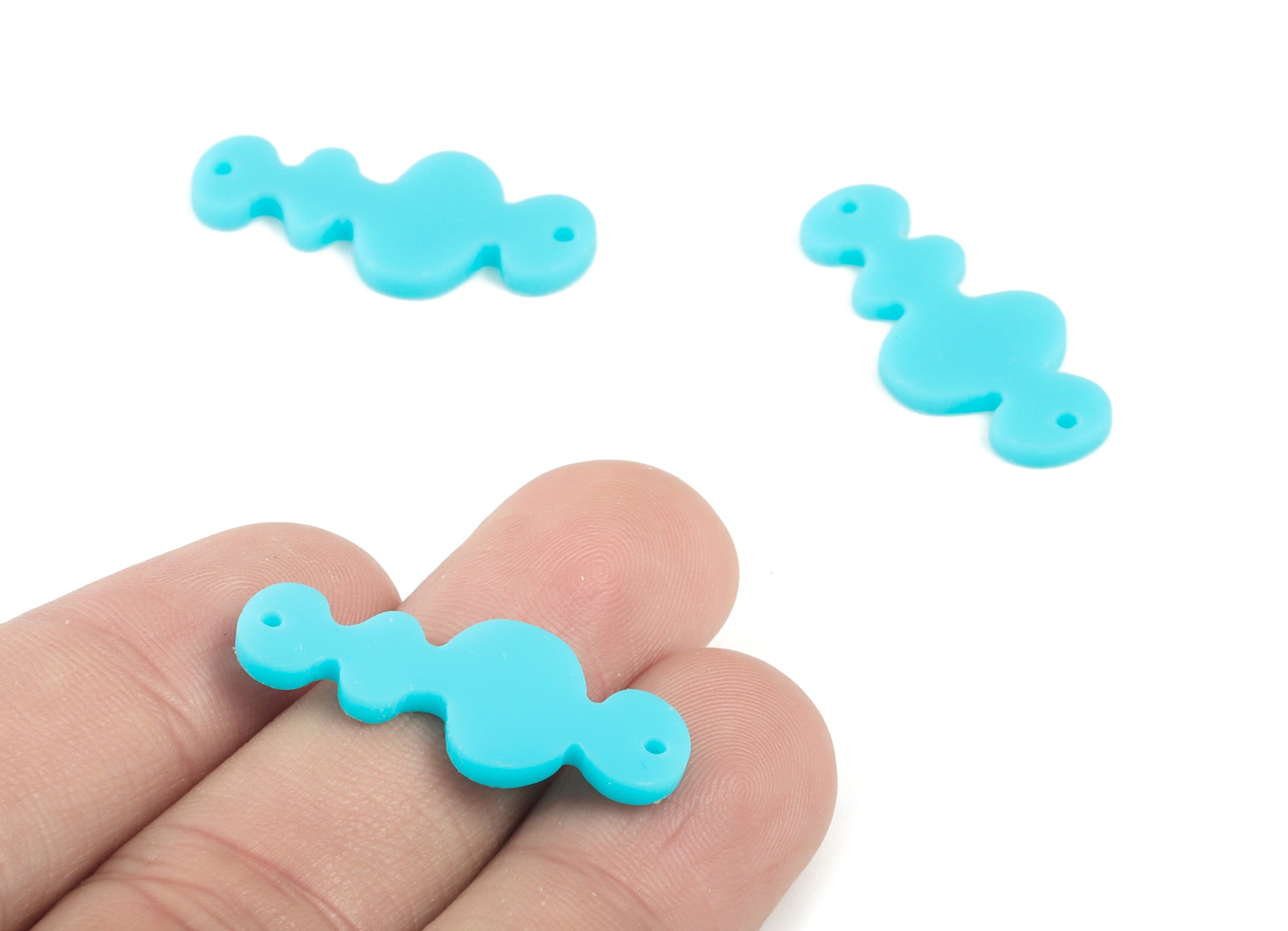 Acrylic Waves Earring Connector - Blue Waves Earring Charms - 2 Holes - Jewelry Supplies - Color Code:A497 - 29.65x13.41x2mm - AC2033-A497 - DOMEDBAZAAR