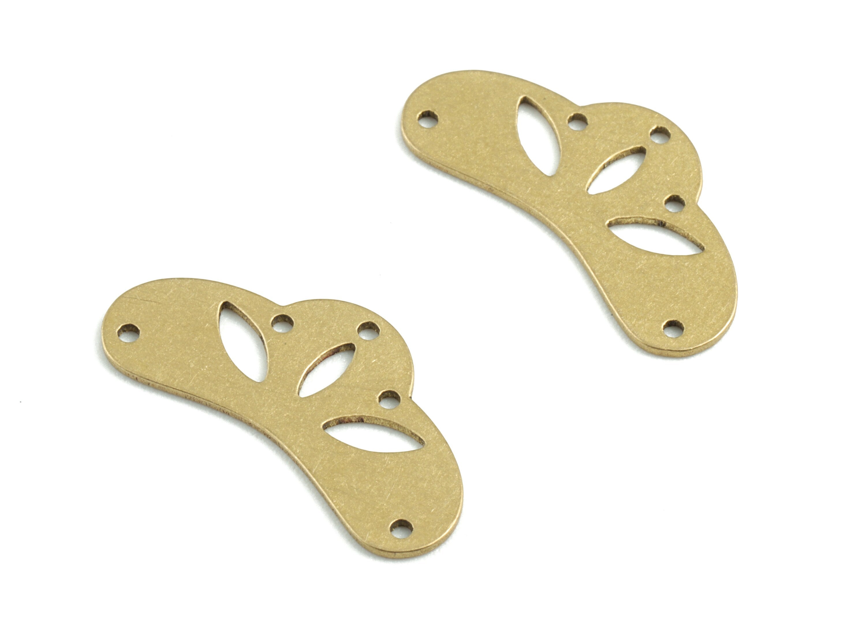 Brass Leafs Earring Connector - Raw Brass Leafs Earring Charms and Pendant - 5 Holes - Jewelry Supplies - 19.98x10x0.59mm - PPM3171 - DOMEDBAZAAR