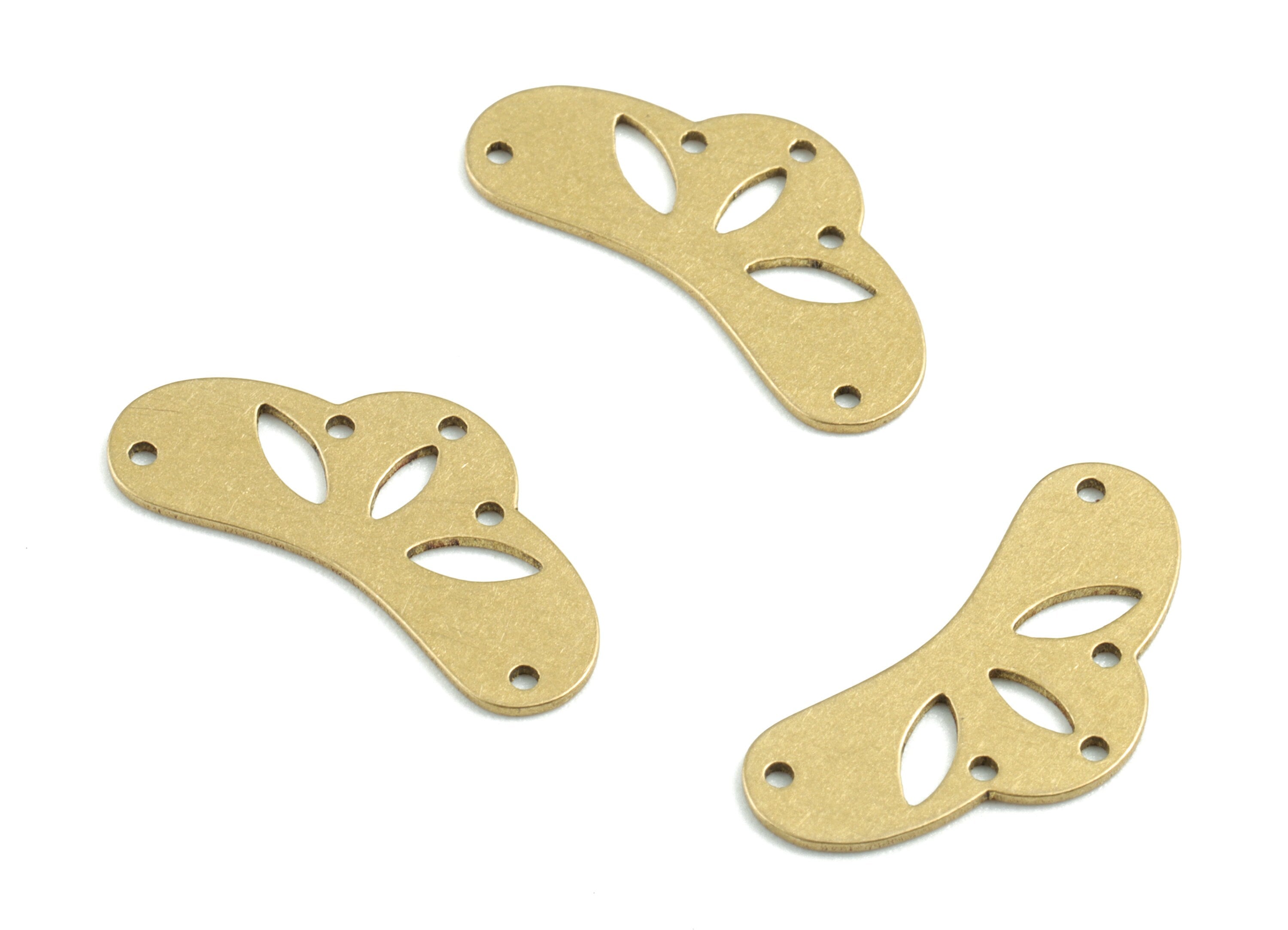 Brass Leafs Earring Connector - Raw Brass Leafs Earring Charms and Pendant - 5 Holes - Jewelry Supplies - 19.98x10x0.59mm - PPM3171 - DOMEDBAZAAR