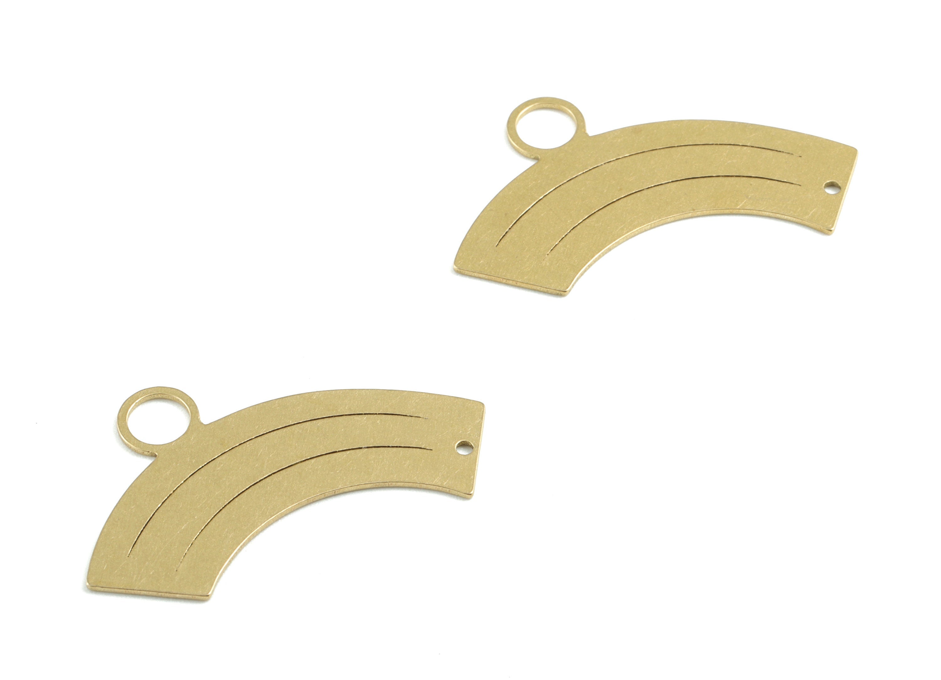 Brass Rainbow Earring Connector With Hole and Loop - Raw Brass Rainbow Earring Charms - Jewelry Supplies - 30.56x17.29x0.6mm - PPM3196 - DOMEDBAZAAR