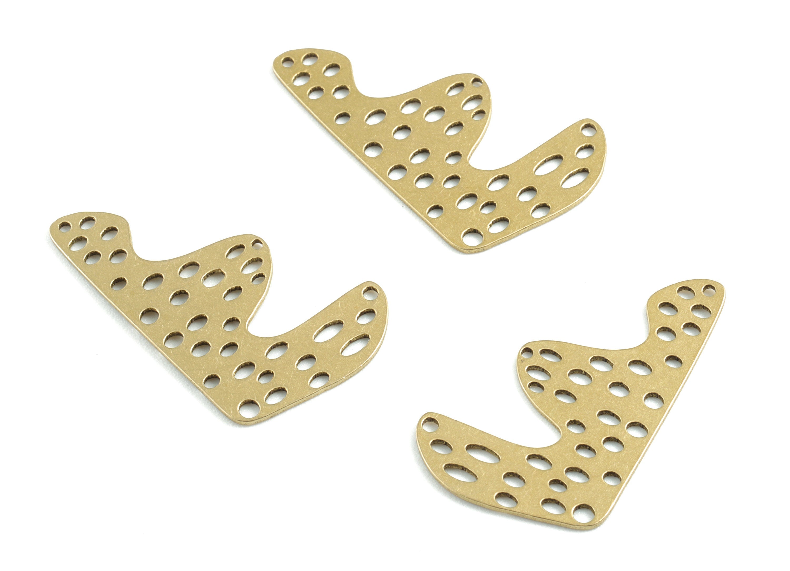 Brass Wave Holes Earring Connector - Raw Brass Mountains Earring Charms - Earrings Finding - Jewelry Supplies - 27.11x15.12x0.62mm - PPM3198 - DOMEDBAZAAR