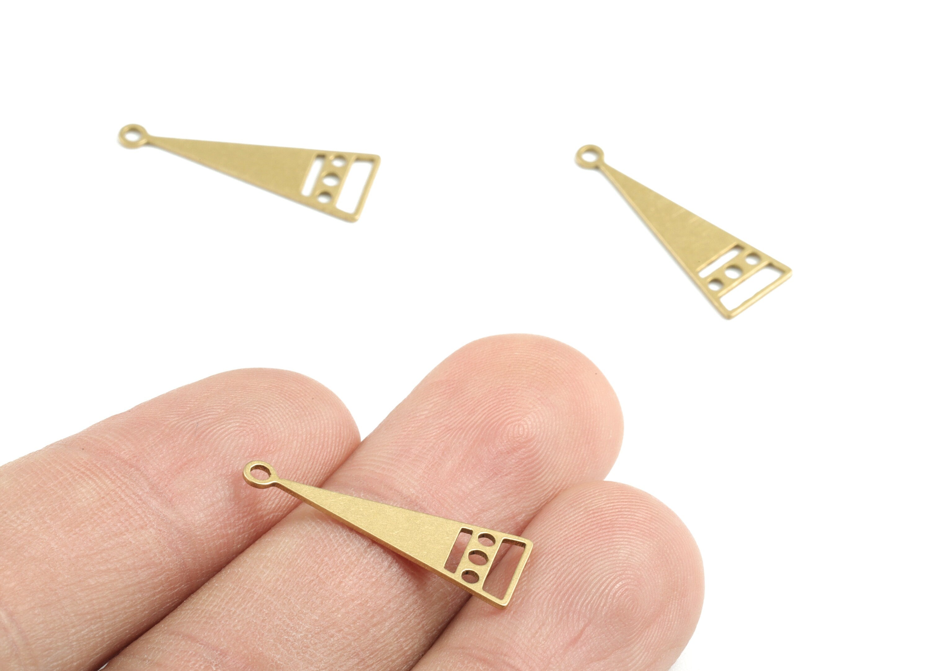 Brass Triangle Earring Charms - Raw Brass Triangle Pendant - Earrings Finding - Jewelry Supplies - 24.76x23.55x0.61mm - PPM3177 - DOMEDBAZAAR