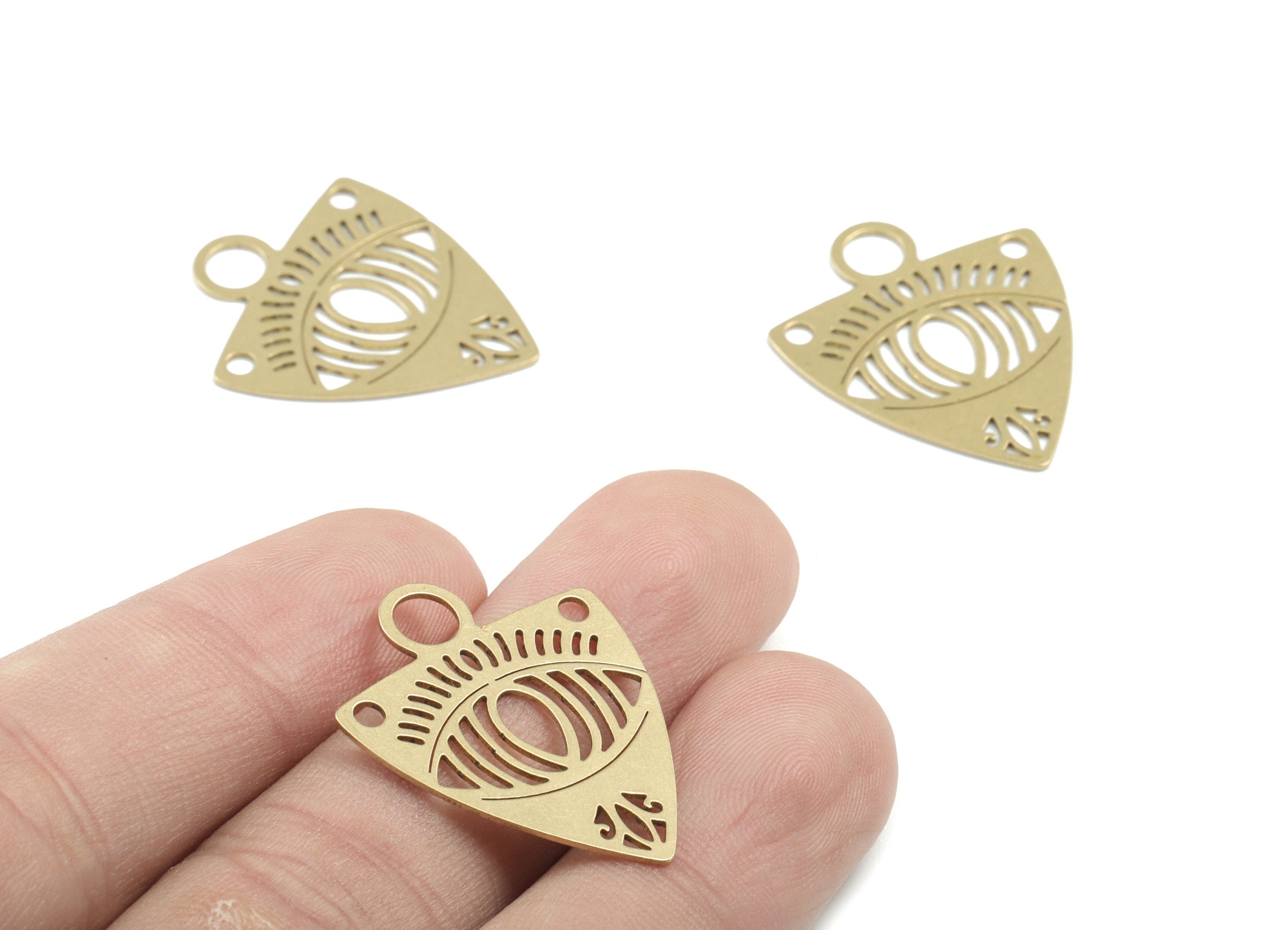 Brass Triangle Eye Earring Charms - Raw Brass Triangle Eye Pendant - Earrings Finding - Jewelry Supplies - 28.33x23.26x0.61mm - PPM3235 - DOMEDBAZAAR