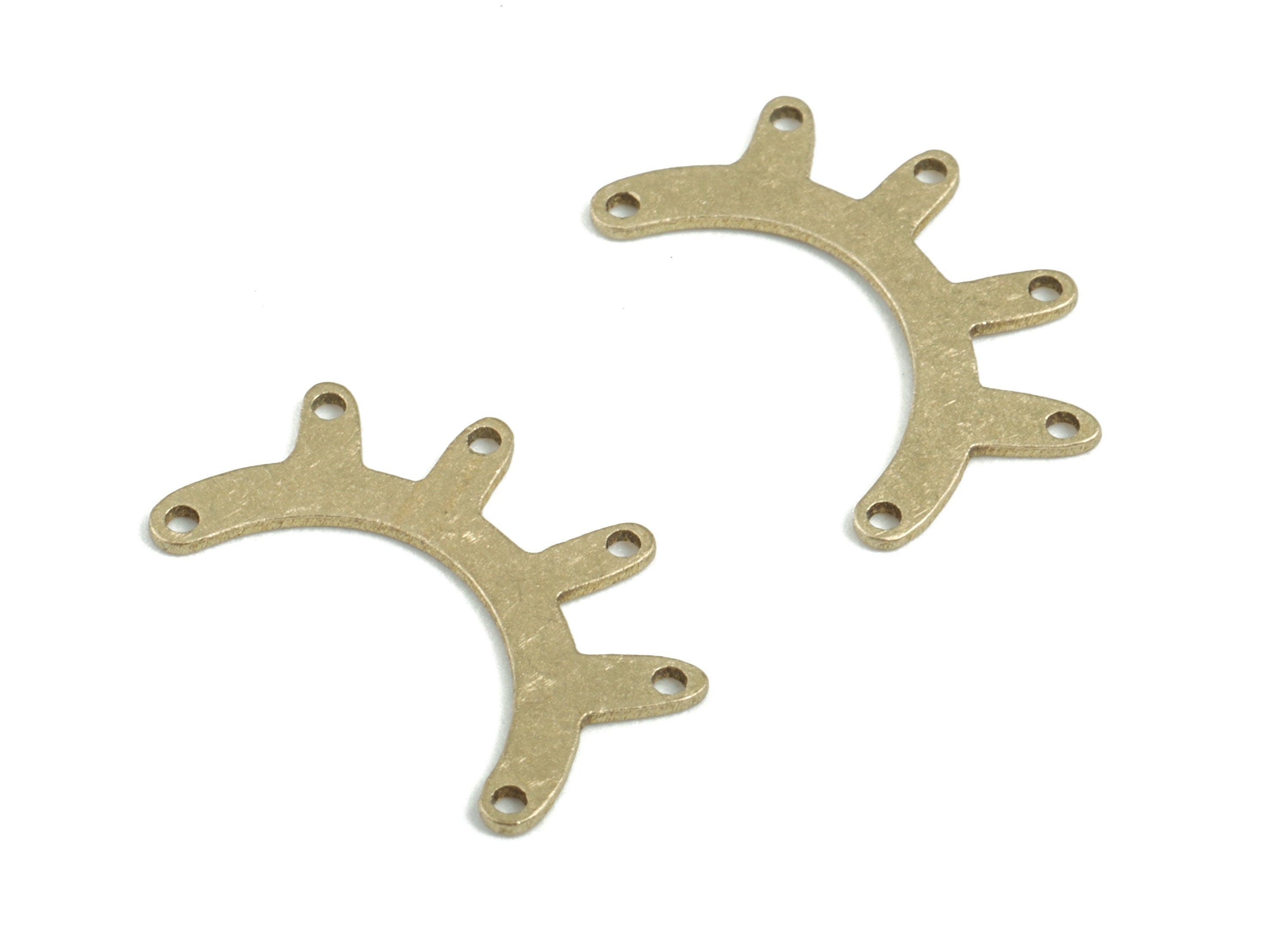 Brass Eyelash Earring Connector - Raw Brass Eyelash Earring Charms and Pendant - 6 Holes - Jewelry Supplies - 16.59x10.89x0.61mm - PPM3218 - DOMEDBAZAAR