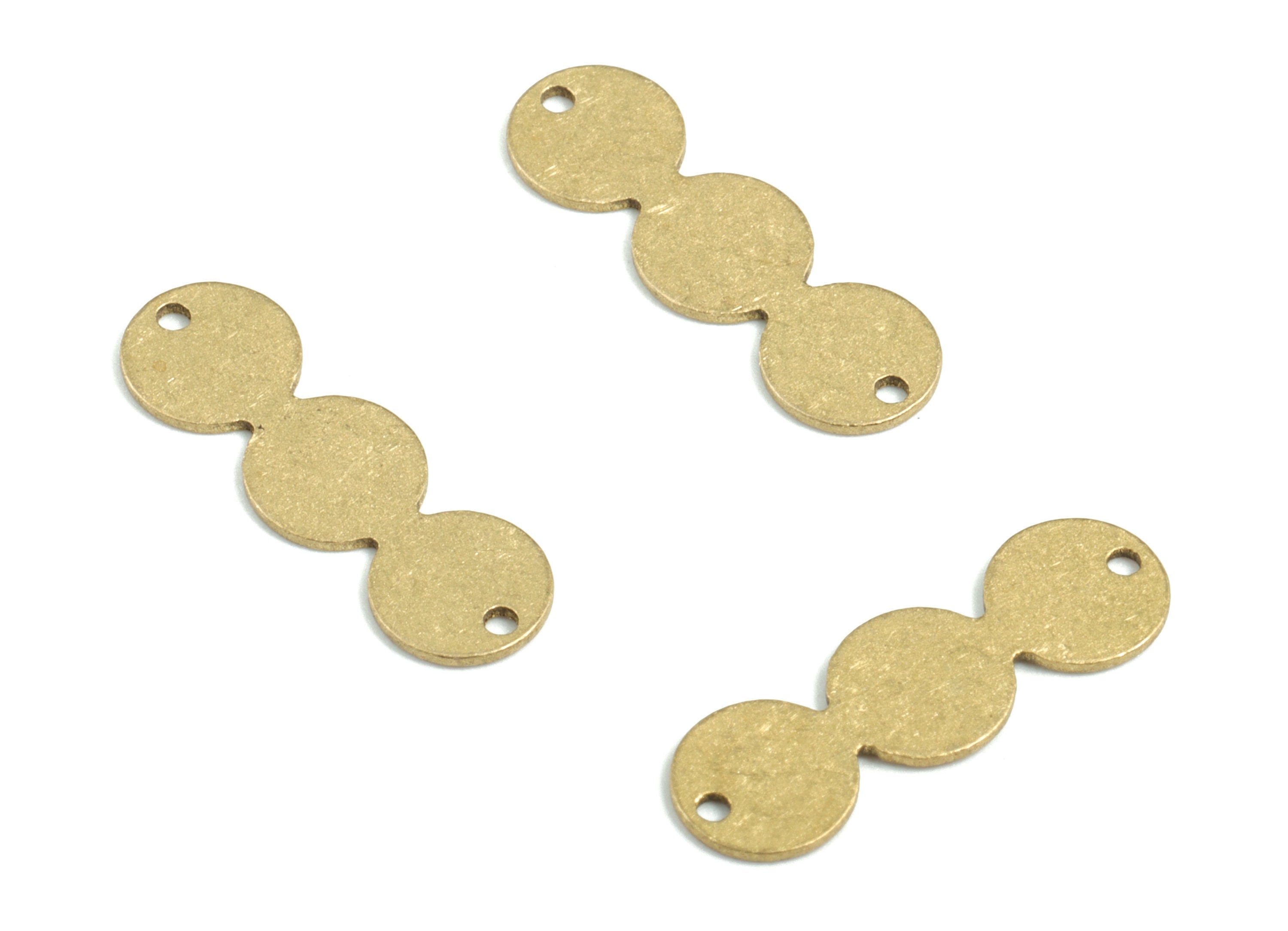 Personalized stamping blank - Brass 3 Round Earring Connector - Raw Brass 3 Circle Earring Charms and Pendant - 20x6x0.59mm - PPM3213 - DOMEDBAZAAR