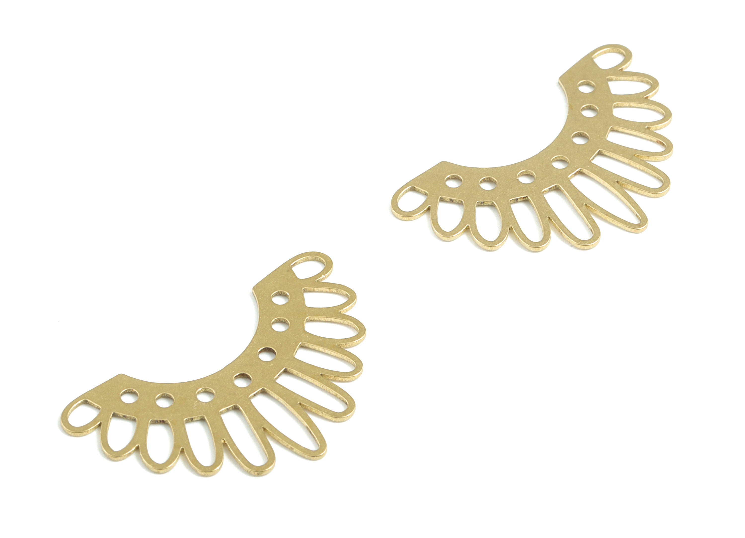 Brass Crown Earring Connector - Raw Brass U Earring Charms and Pendant - 7 Holes - Jewelry Supplies - 29.87x18.65x0.62mm - PPM3239 - DOMEDBAZAAR