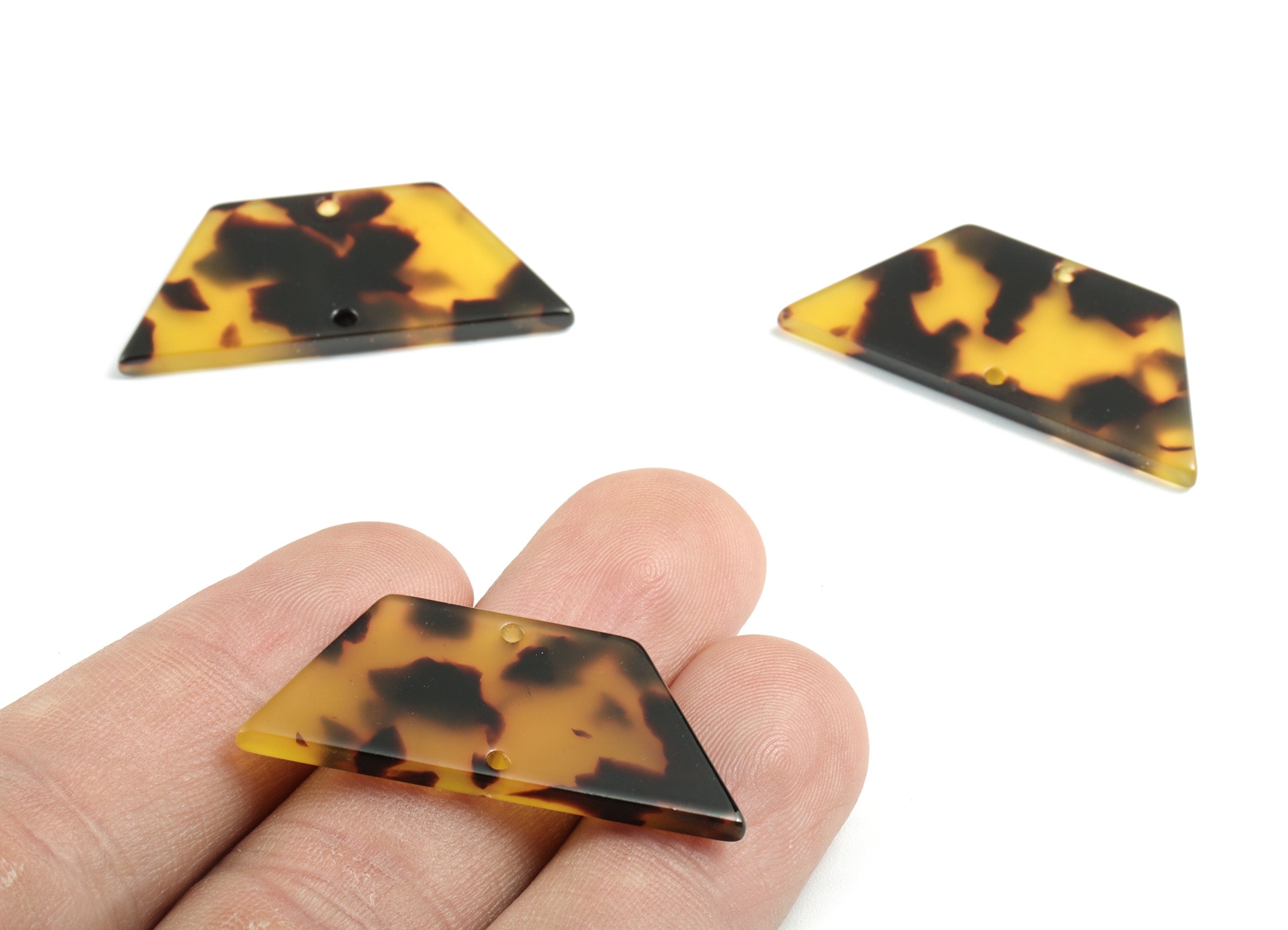 Acetate Trapezoid Connectors - 2 Holes Trapezoid Tortoise Shell Earring - Jewelry Supplies - Color Code: A02 - 36.37x16x2.4mm - AC1802-A02 - DOMEDBAZAAR