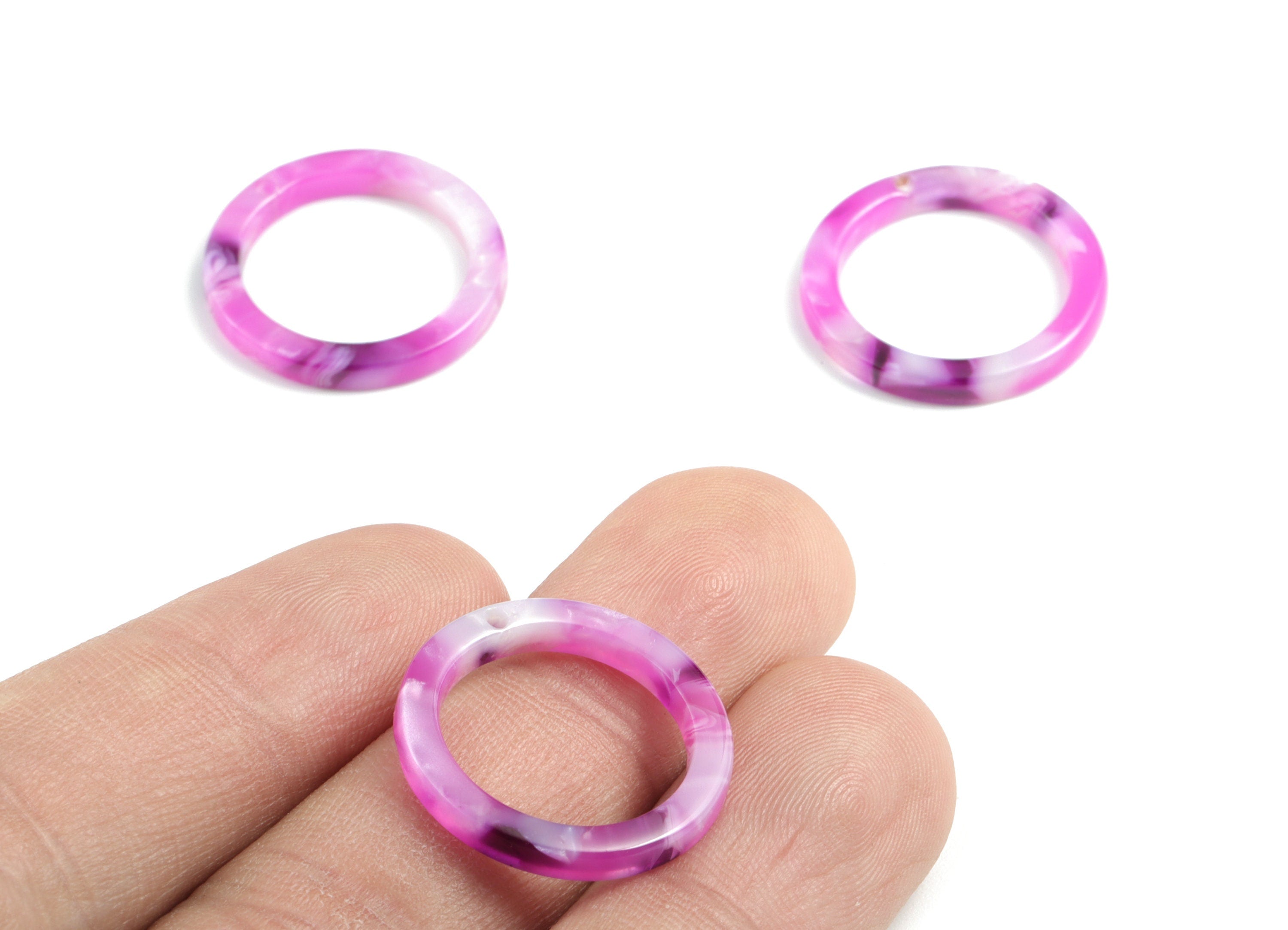 Acetate Hoop Earring Charm - Circle Round Pendant - Earring Findings - Jewelry Supplies - Color Code:A224 - 21.16x21.16x2.48mm - AC1153-A224 - DOMEDBAZAAR