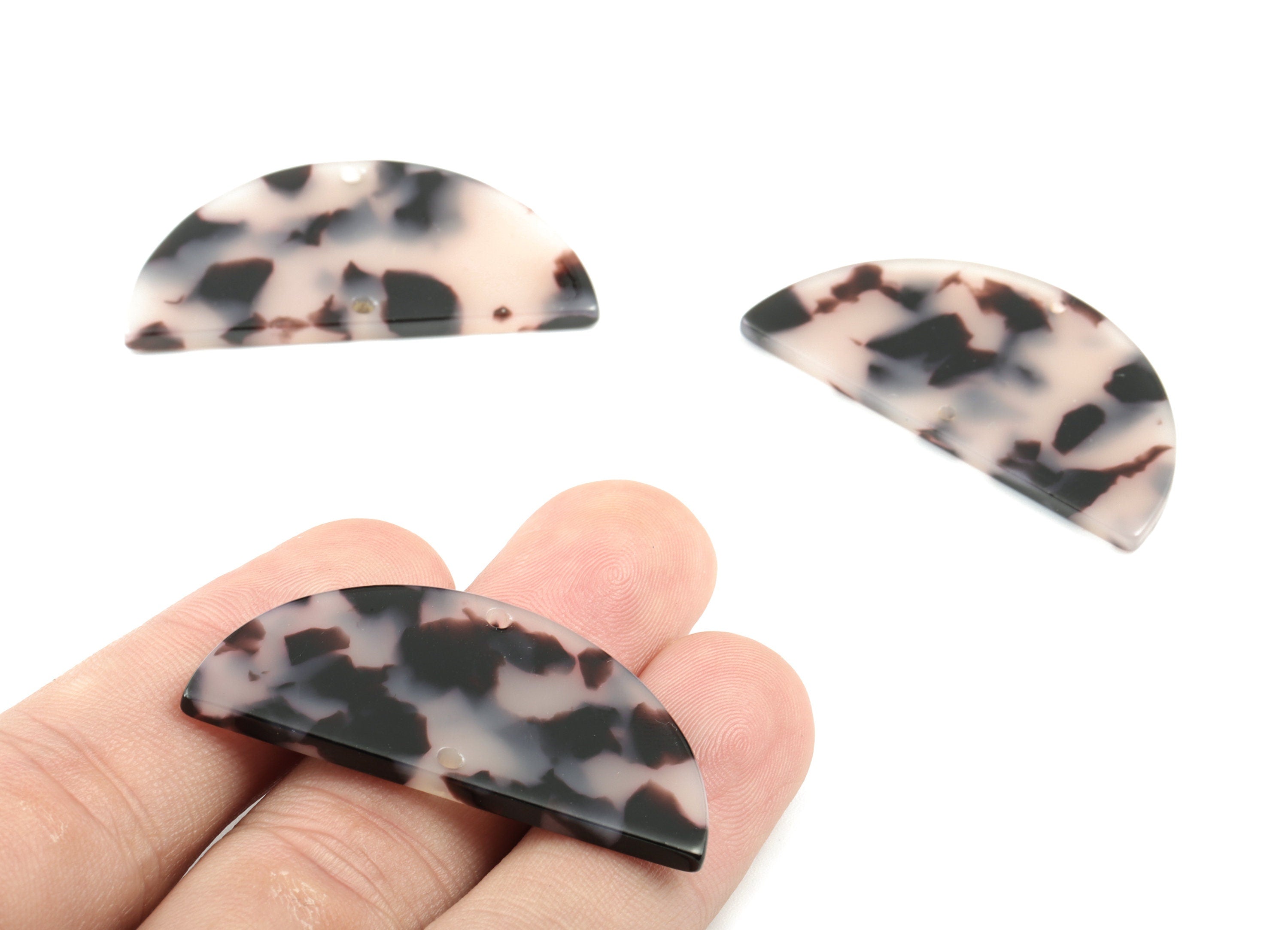 Acetate Semicircle Connectors - Blond Tortoise Shell - Half Moon Earrings - 2 Holes - Color Code:A06 - 37.31x18.49x2.43mm - AC1800-A06 - DOMEDBAZAAR