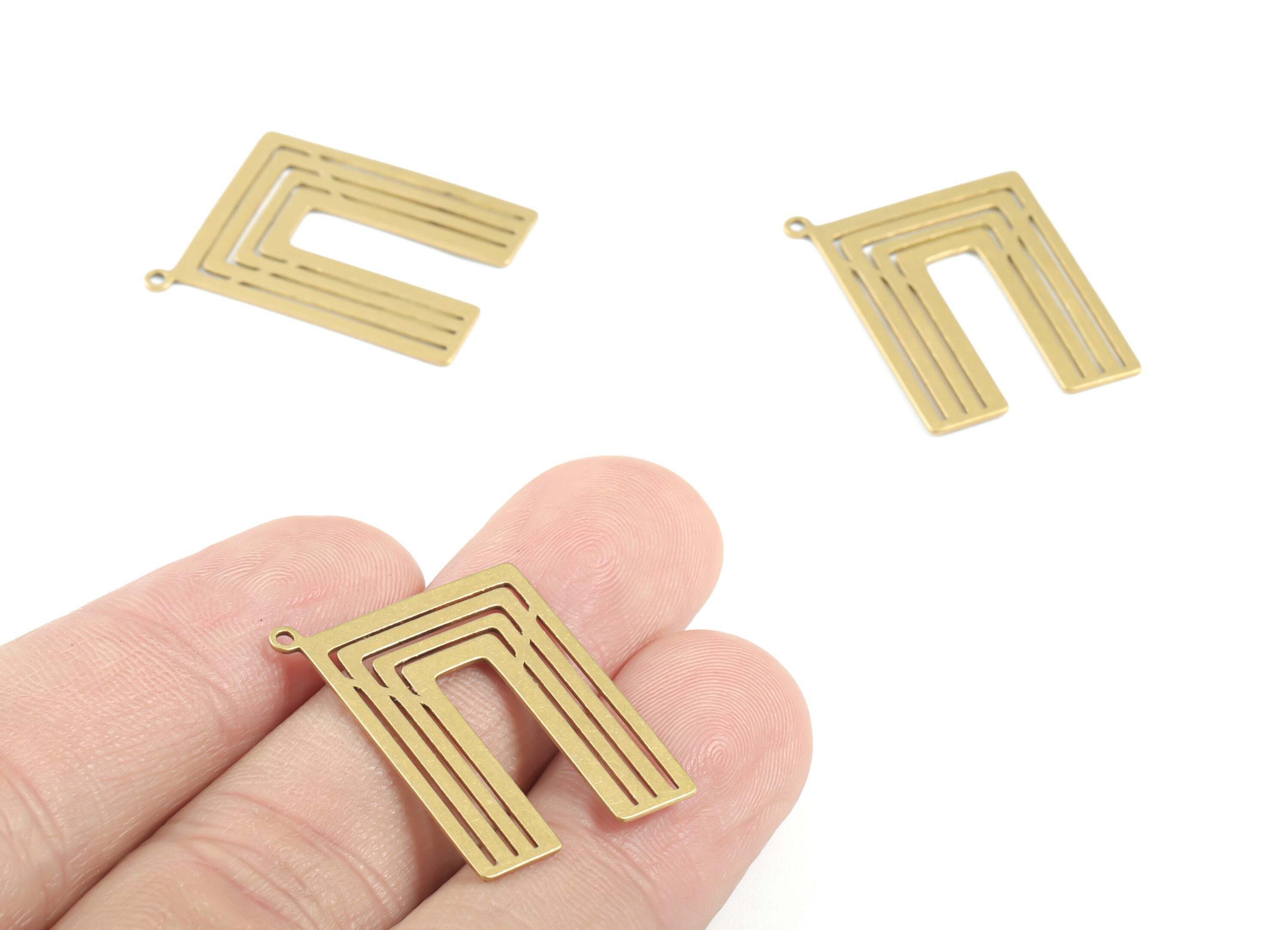 Brass Rectangle Earring Charms - Raw Brass Rectangle Pendant - Earrings Finding - Jewelry Supplies - 26.33x20.17x0.71mm - PPM3343 - DOMEDBAZAAR