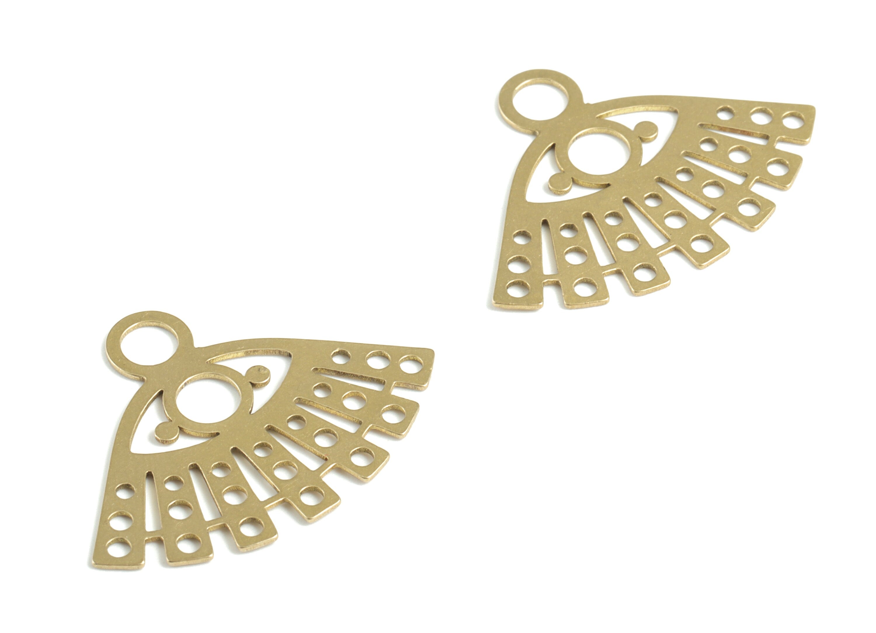 Brass Eye Earring Connector - Raw Brass Eyelash Earring Charms and Pendant - Jewelry Supplies - 30.86x23.5x0.67mm - PPM3263 - DOMEDBAZAAR