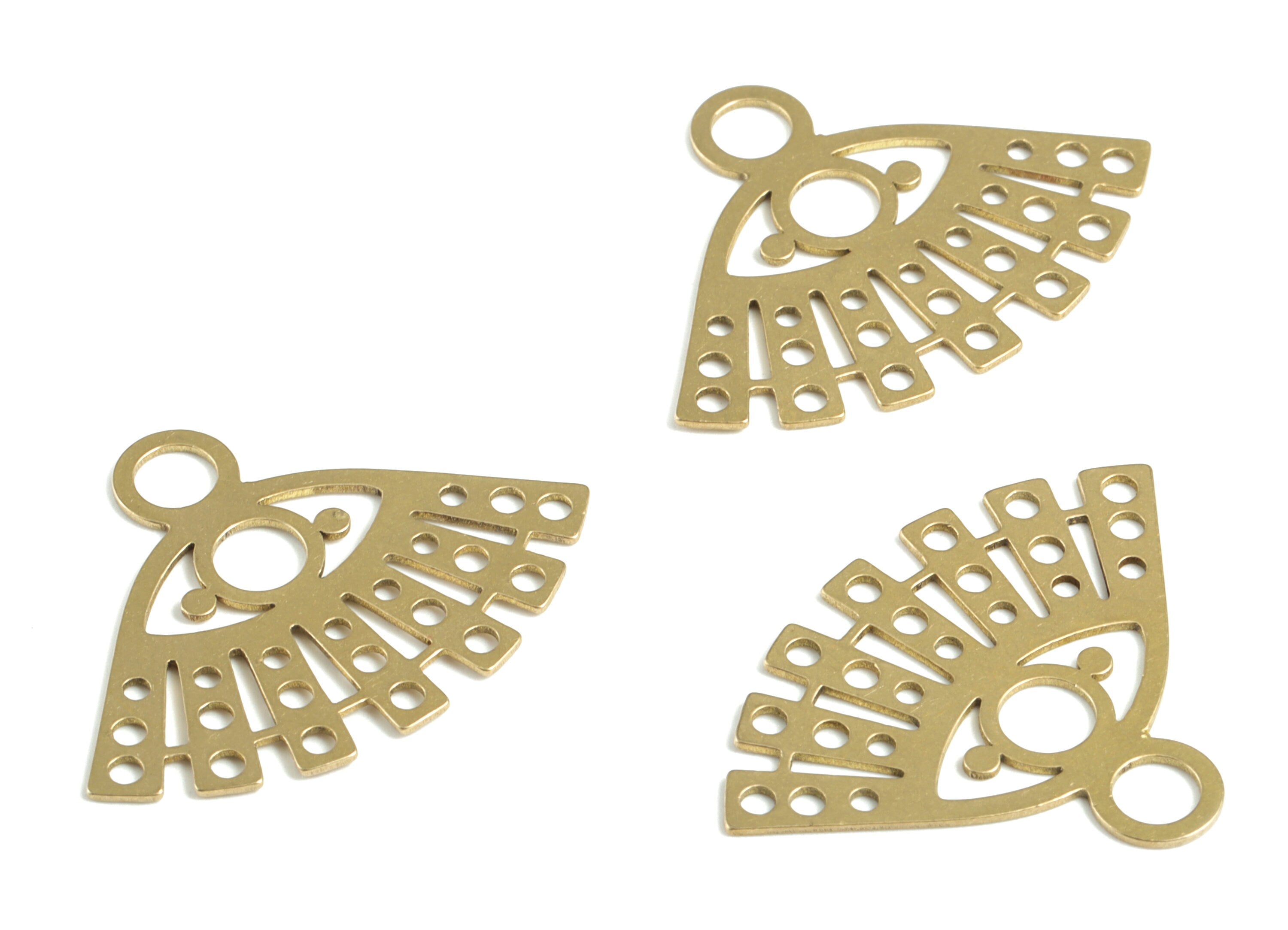 Brass Eye Earring Connector - Raw Brass Eyelash Earring Charms and Pendant - Jewelry Supplies - 30.86x23.5x0.67mm - PPM3263 - DOMEDBAZAAR