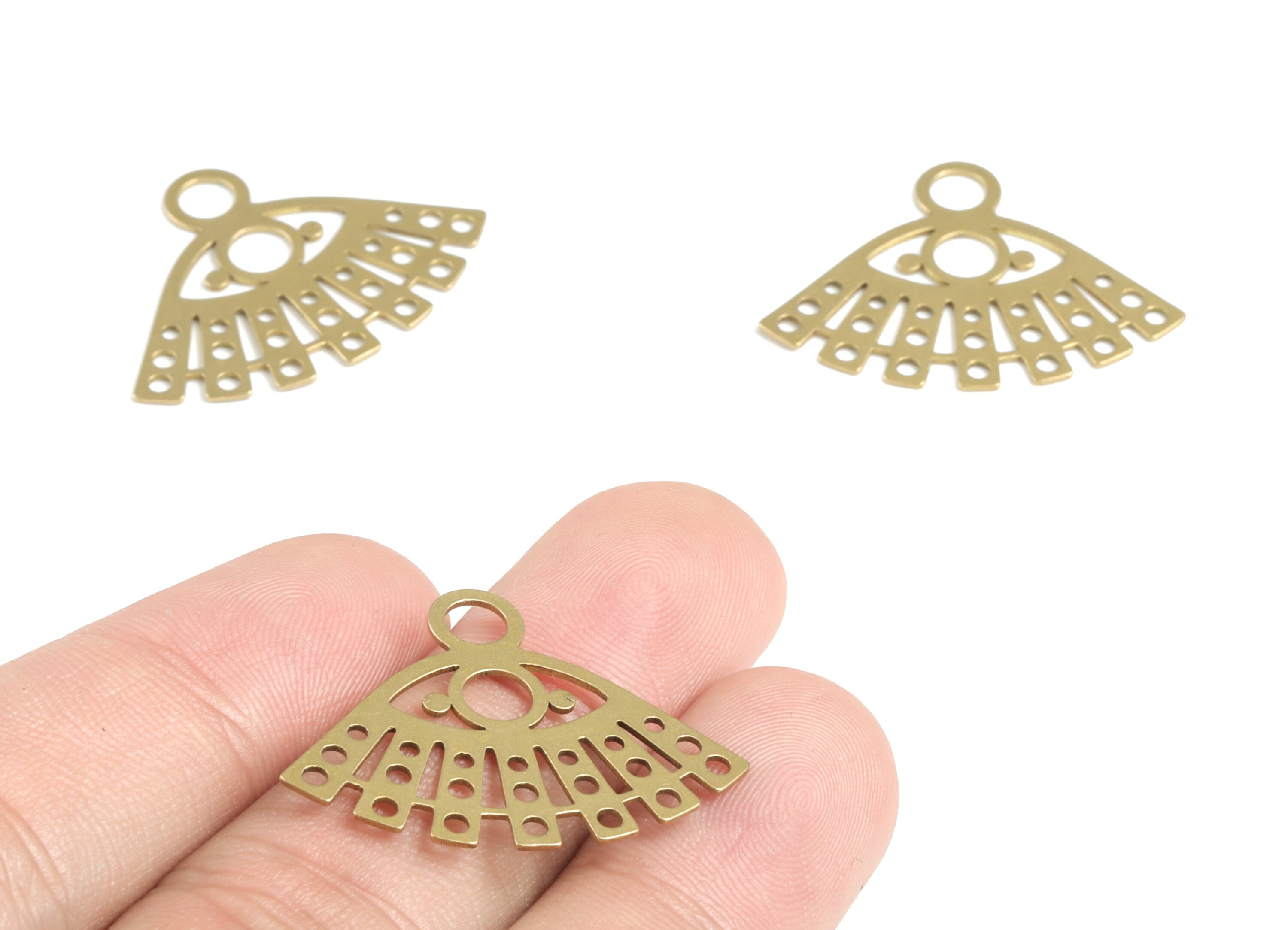 Brass Eye Earring Connector - Raw Brass Eyelash Earring Charms and Pendant - Jewelry Supplies - 30.86x23.5x0.67mm - PPM3263 - DOMEDBAZAAR