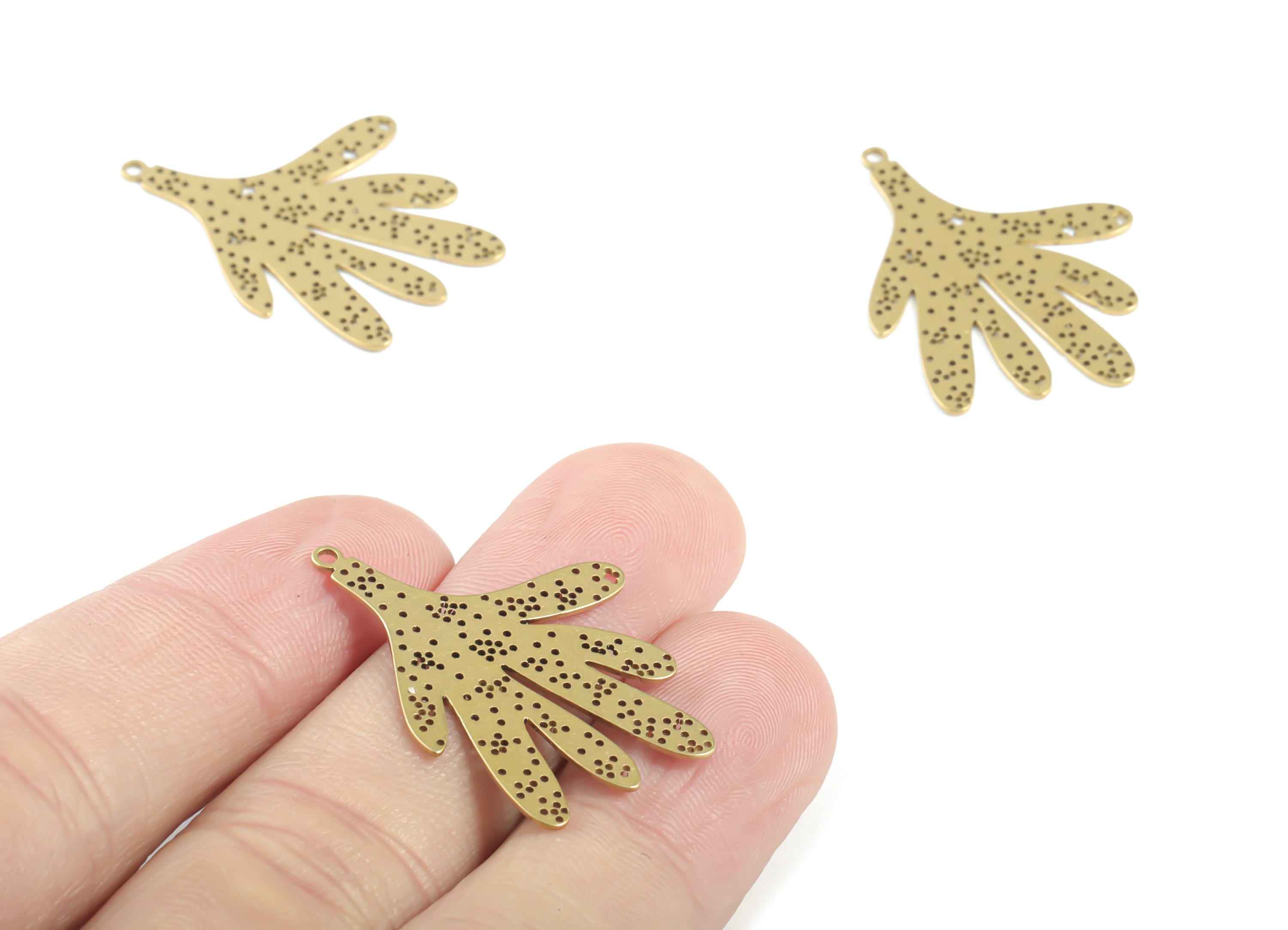 Brass Feather Earring Charms - Raw Brass Feather Pendant - Earrings Finding - Jewelry Supplies - 32.26x24.05x0.61mm - PPM3360 - DOMEDBAZAAR