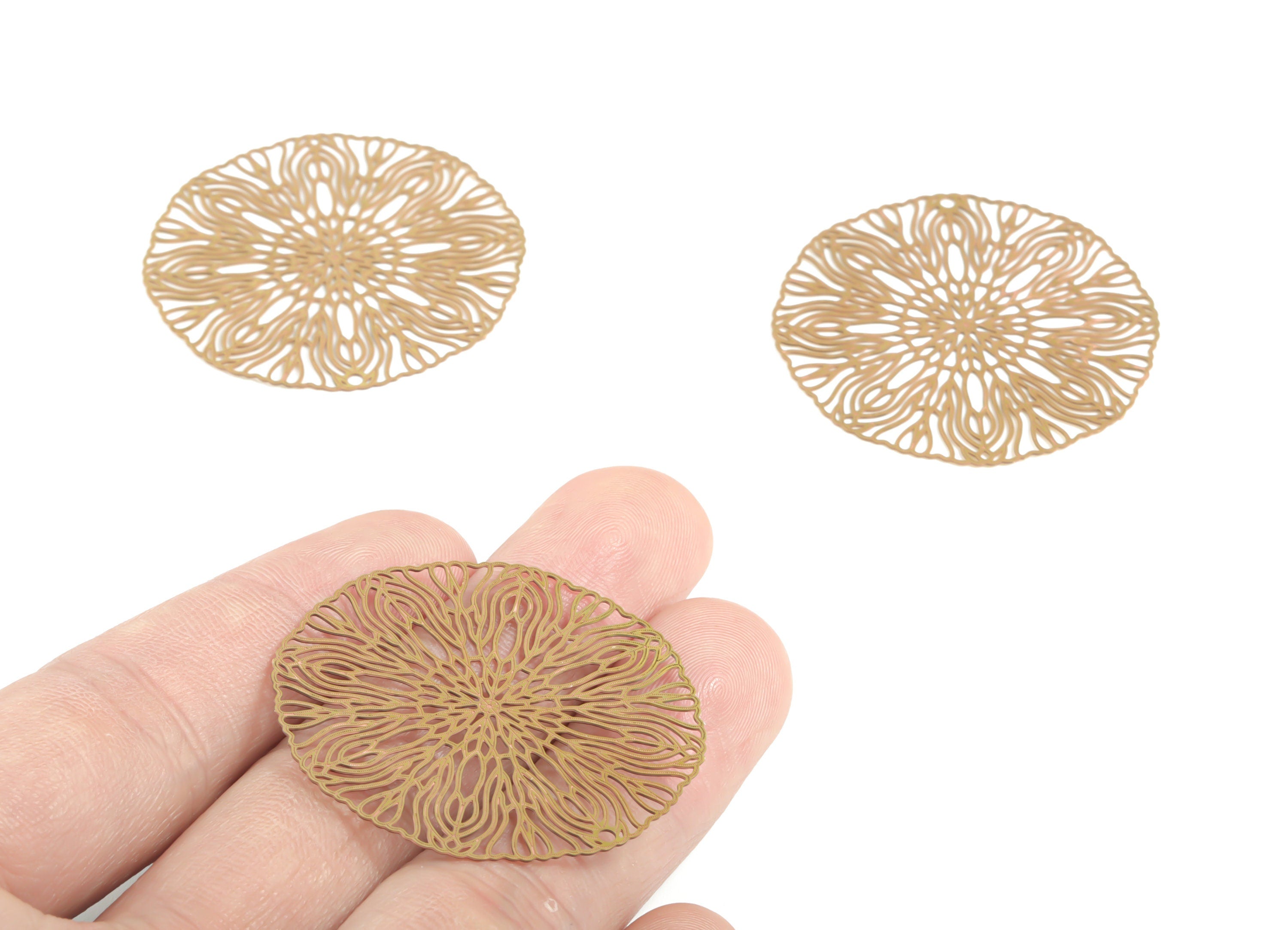 Raw Brass Circular Shaped Earring Charms - Hallow Out Earring Charms - Earring Findings - Jewelry Supplies - 39.3x39.3x0.3mm- JJB3487 - DOMEDBAZAAR