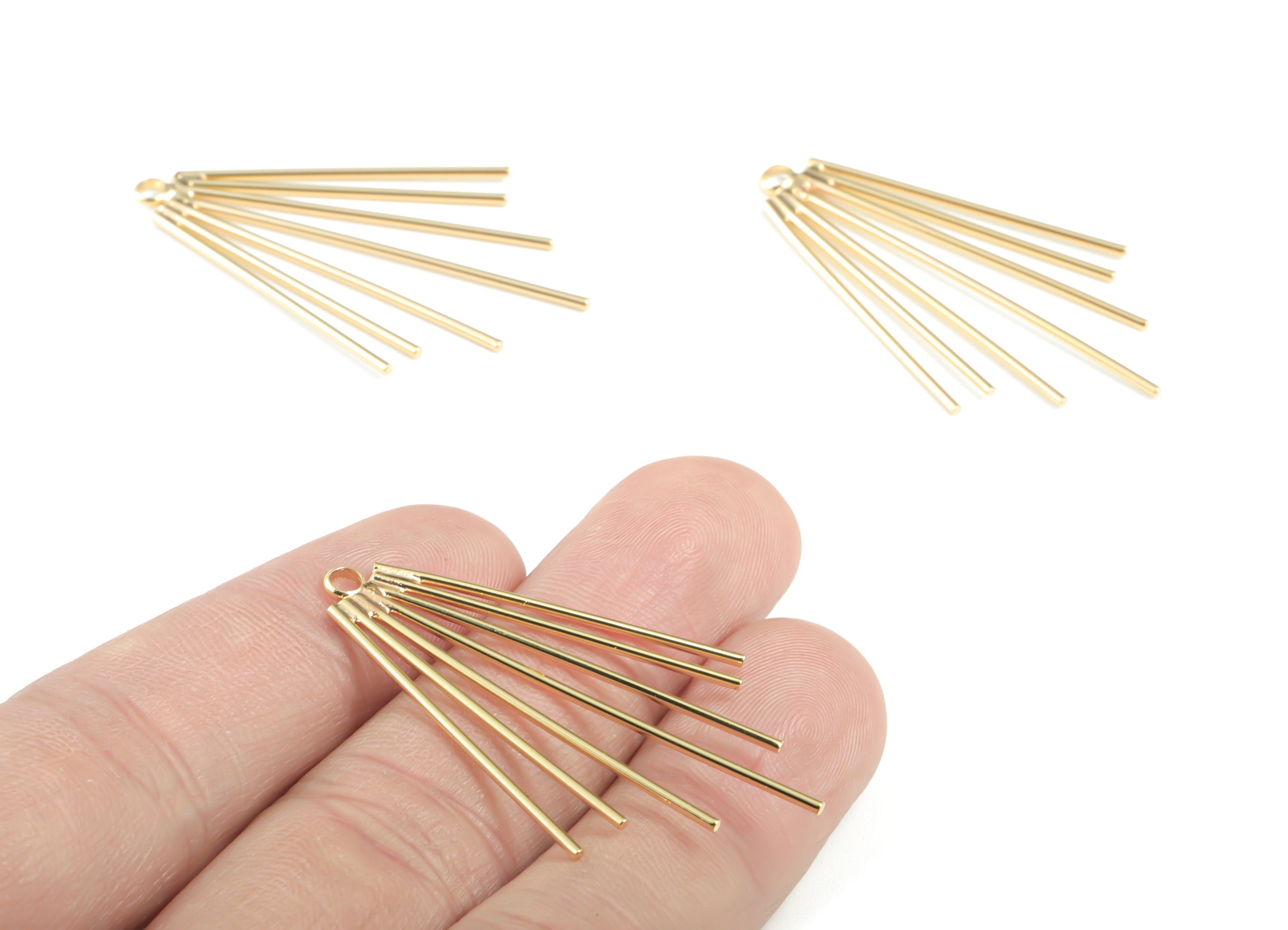 Gold Fringe Earring Charms - 18K Real Gold Plated Fringe Pendant - Earrings Finding - Jewelry Supplies - 43.58x26.78x1.43mm - RGP2724 - DOMEDBAZAAR
