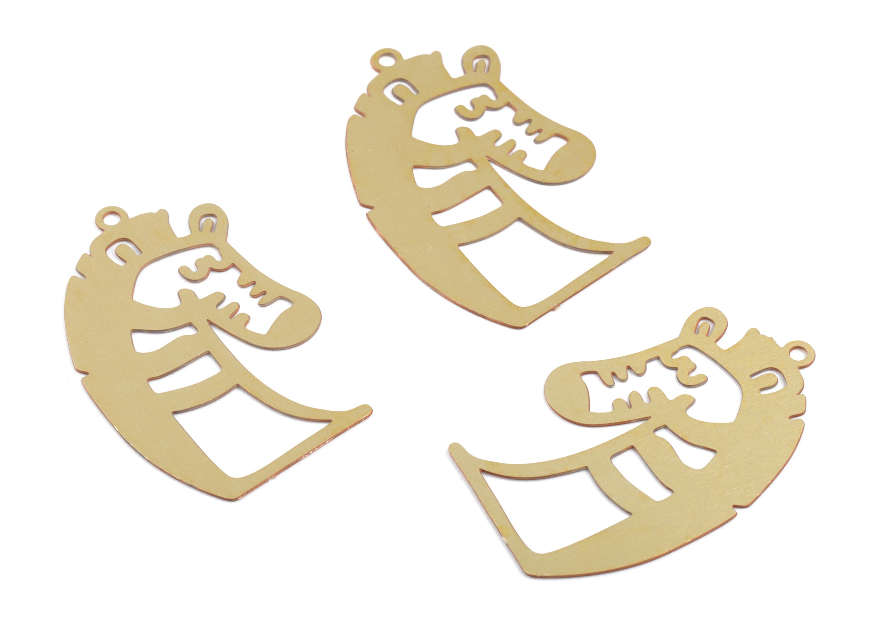 Brass Horse Earring Charms - Raw Brass Donkey Pendant - Earring Findings - Jewelry Supplies - 26.58x17.14x0.29mm - JJC11915 - DOMEDBAZAAR