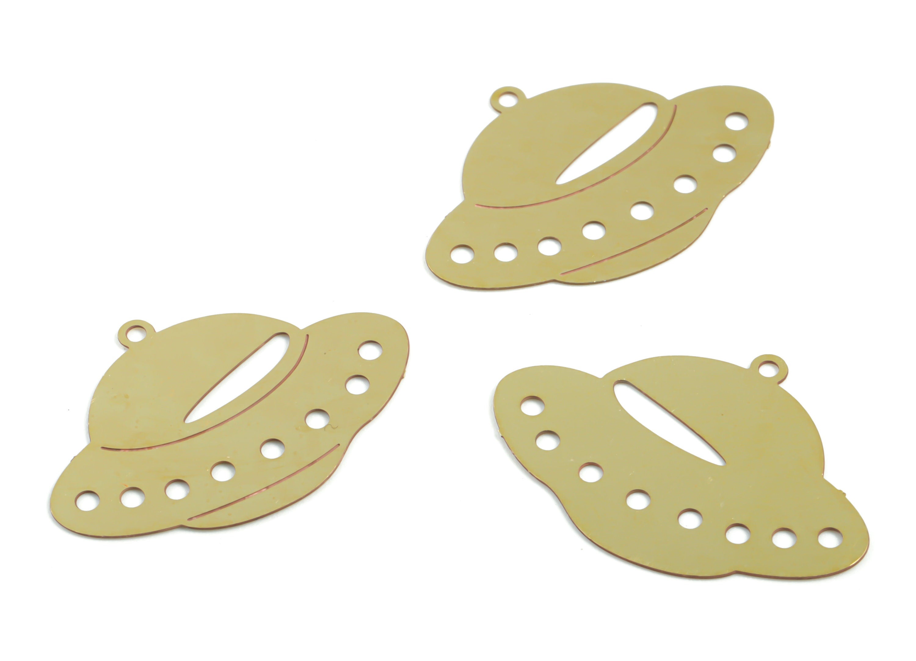 Brass UFO Earring Charms - Raw Brass UFO Pendant - Earring Findings - Jewelry Supplies - 25.36x17.9x0.29mm - JJC11913 - DOMEDBAZAAR