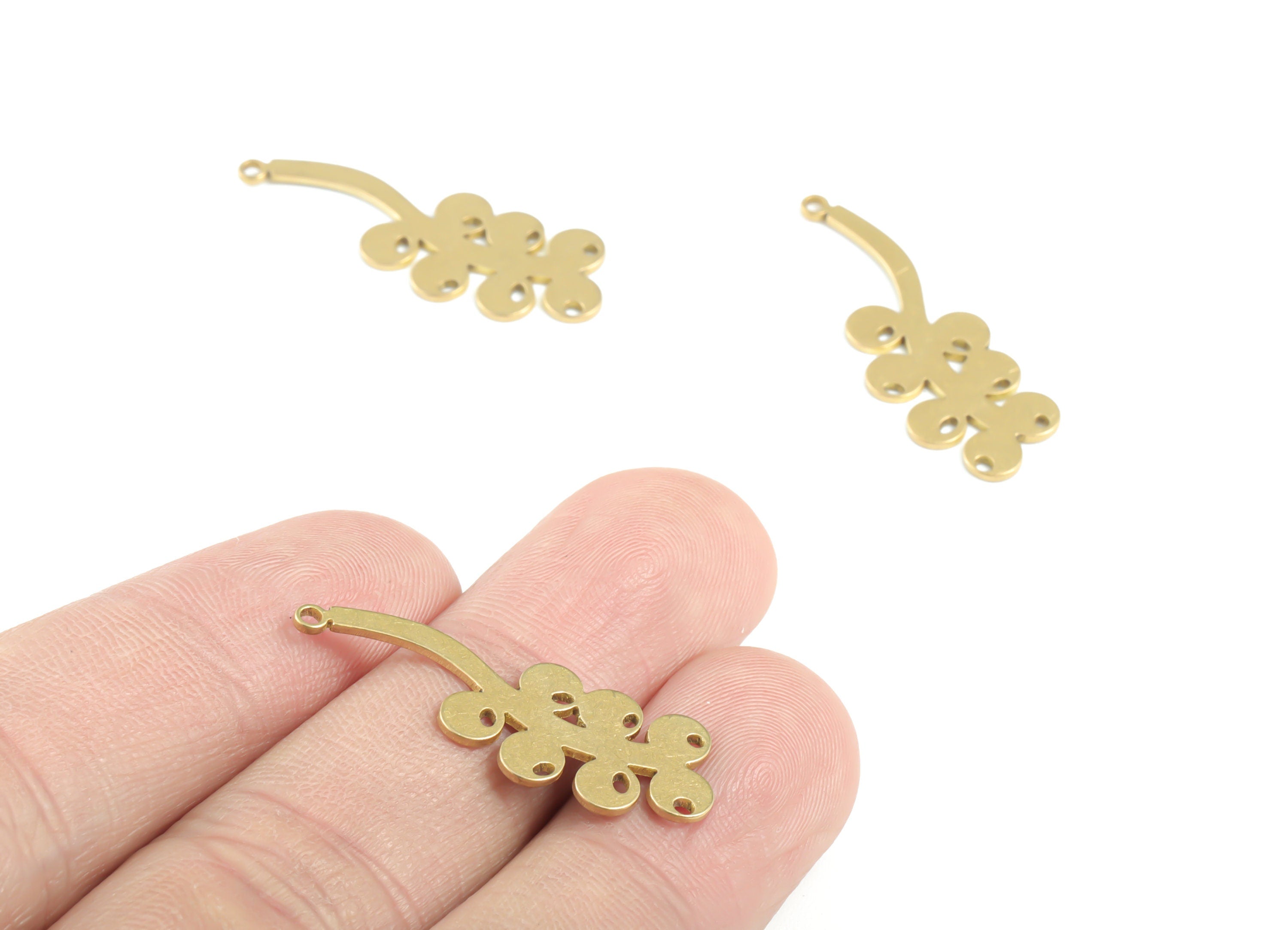 Brass Grapes Earring Charms - Raw Brass Grapes Pendant - Earrings Finding - Jewelry Supplies - 31.53x11.14x0.79mm - PPM3346 - DOMEDBAZAAR
