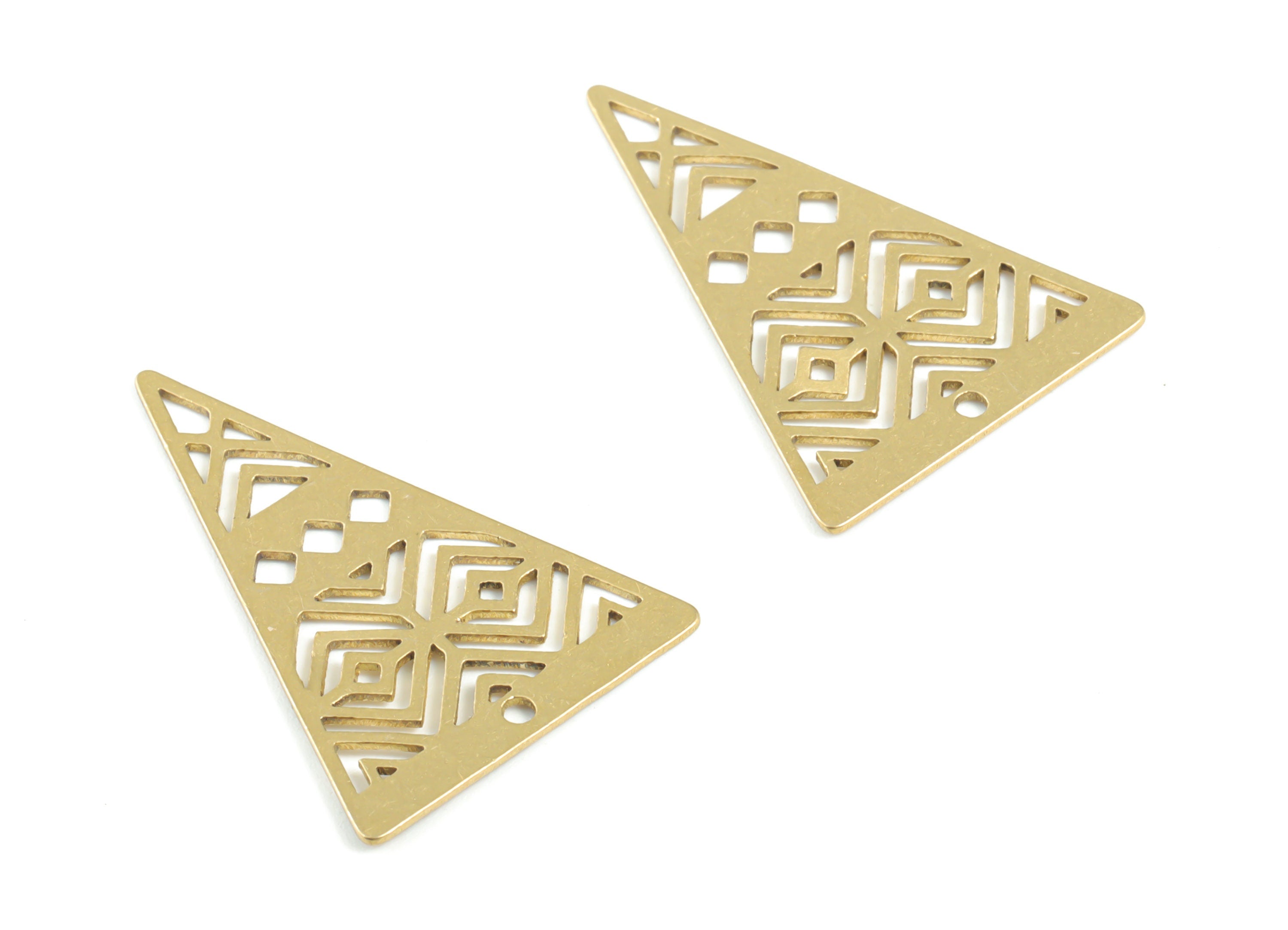Brass Triangle Earring Charms - Raw Brass Triangle Pendant - Earrings Finding - Jewelry Supplies - 31.87x21.98x0.85mm - PPM3436 - DOMEDBAZAAR
