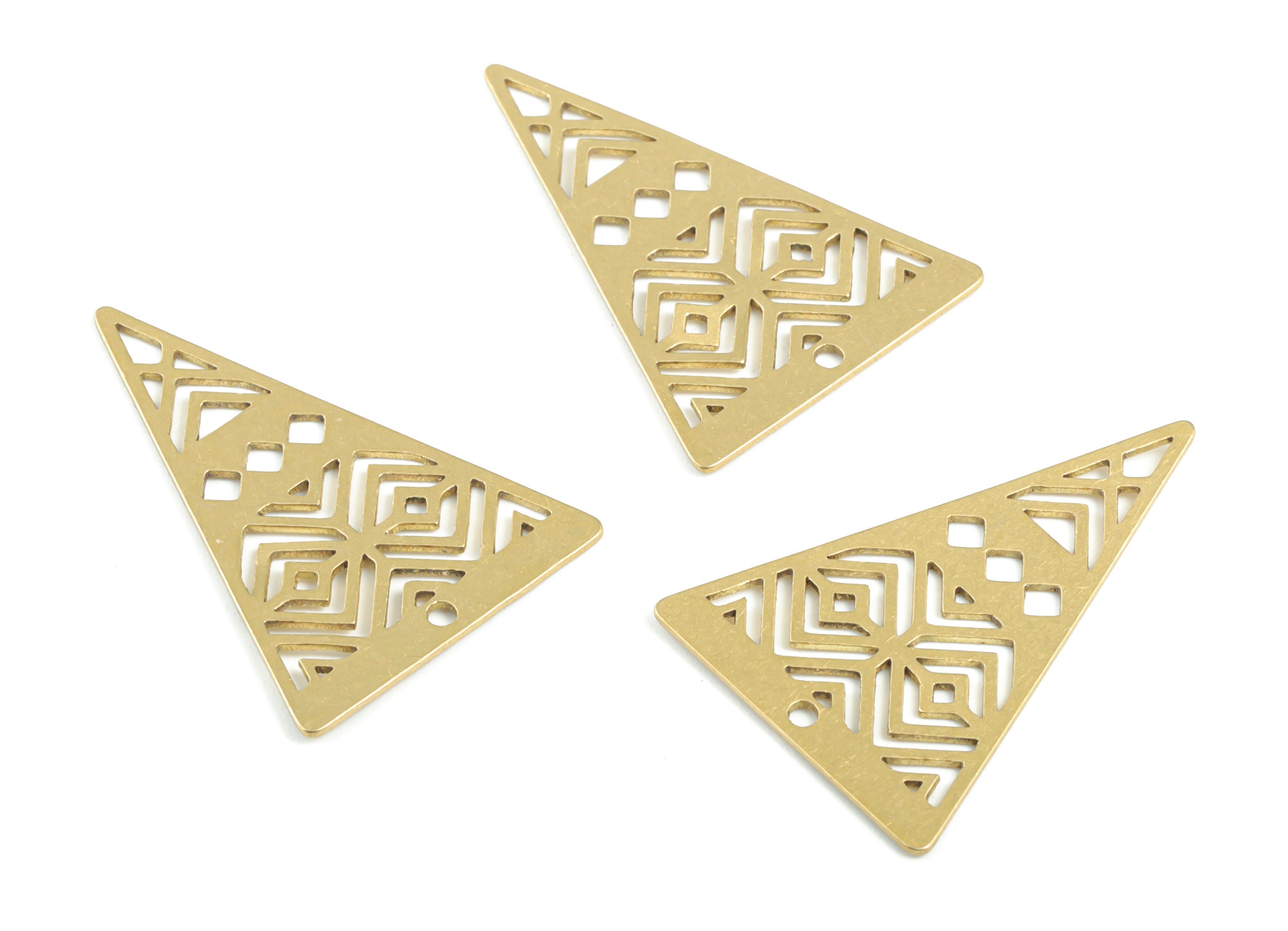 Brass Triangle Earring Charms - Raw Brass Triangle Pendant - Earrings Finding - Jewelry Supplies - 31.87x21.98x0.85mm - PPM3436 - DOMEDBAZAAR