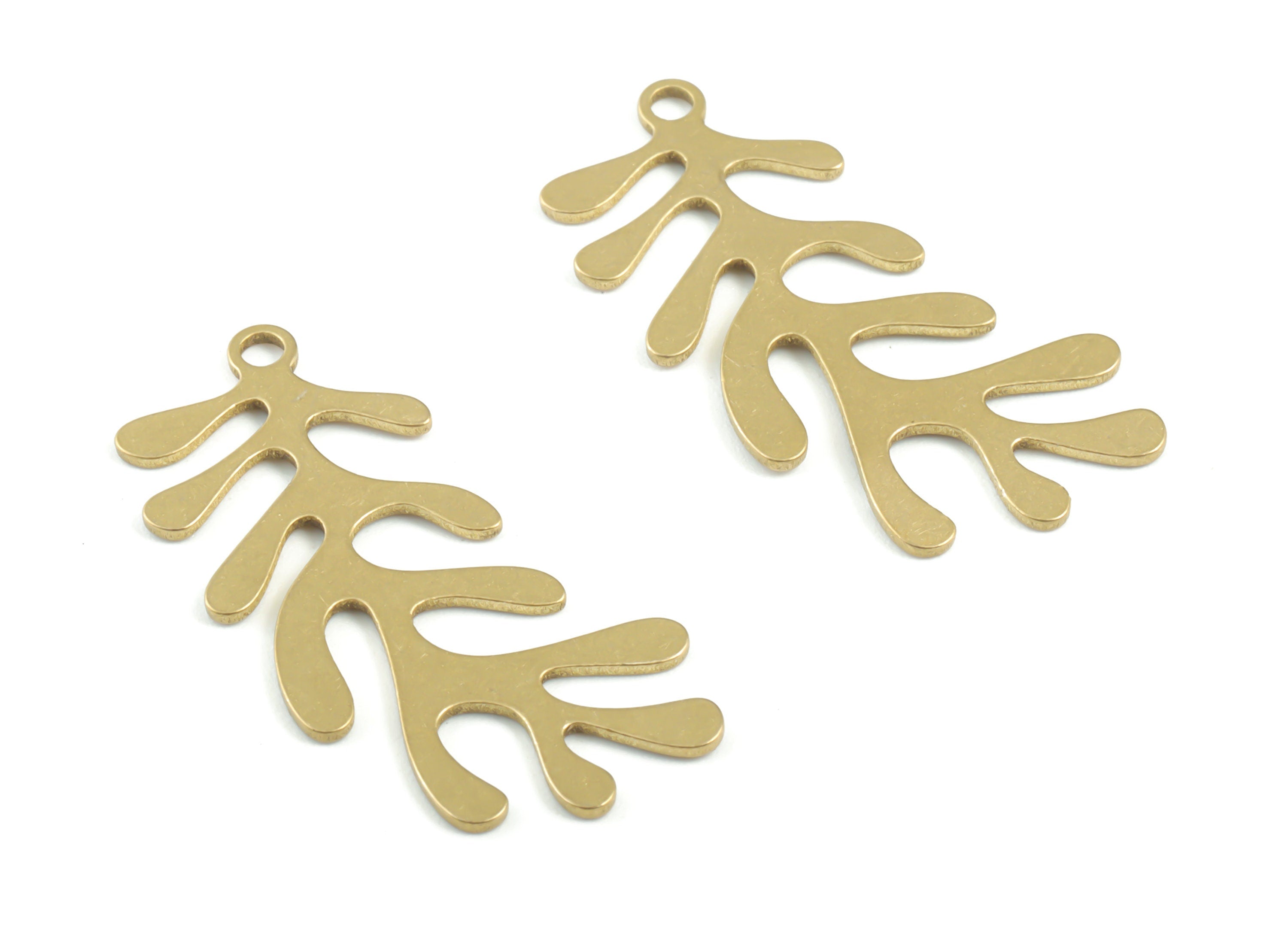 Brass Branch Earring Charms - Raw Brass Leaf Pendant - Earrings Finding - Jewelry Supplies - 30.45x14.95x0.93mm - PPM3344 - DOMEDBAZAAR