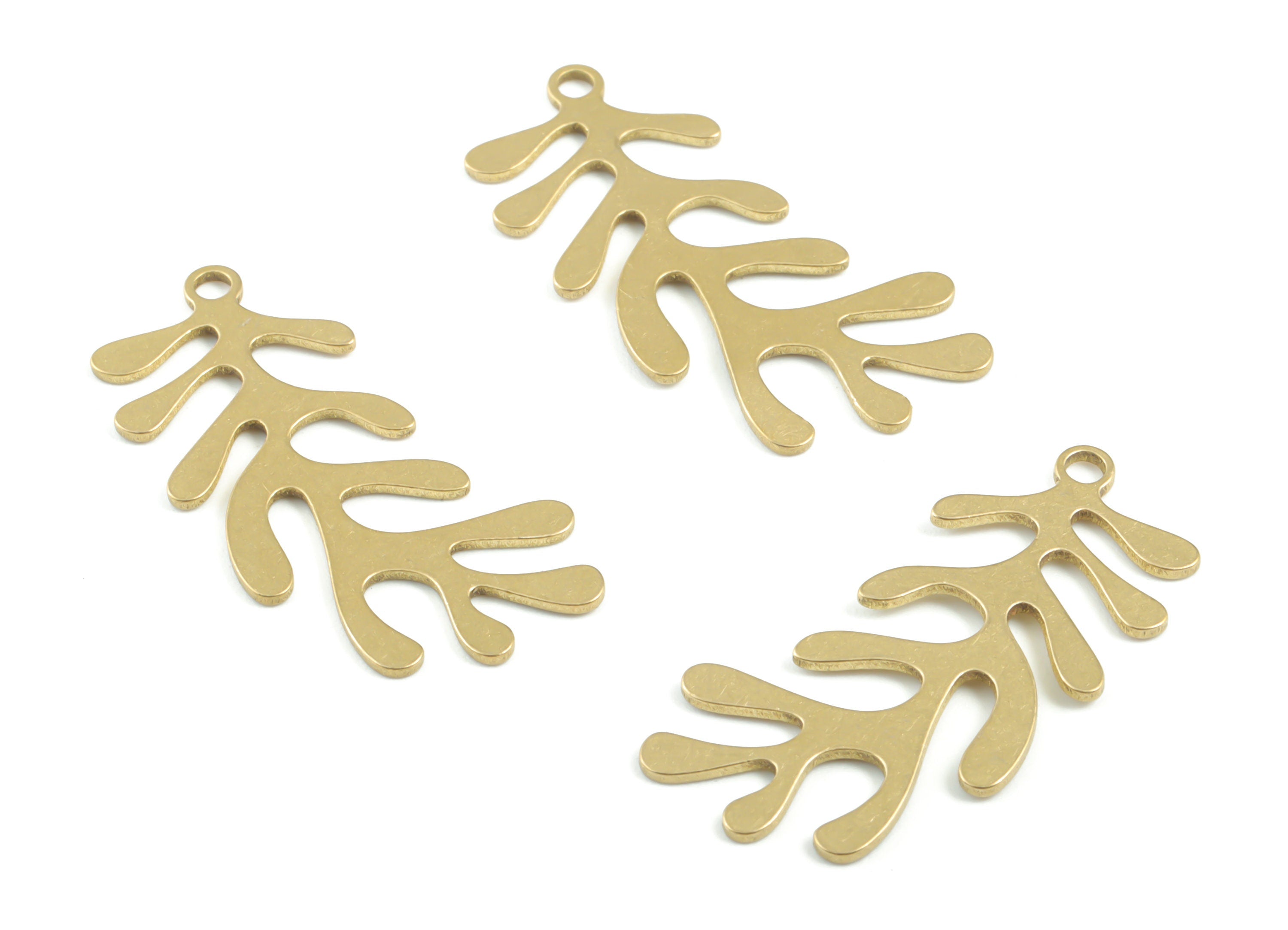 Brass Branch Earring Charms - Raw Brass Leaf Pendant - Earrings Finding - Jewelry Supplies - 30.45x14.95x0.93mm - PPM3344 - DOMEDBAZAAR