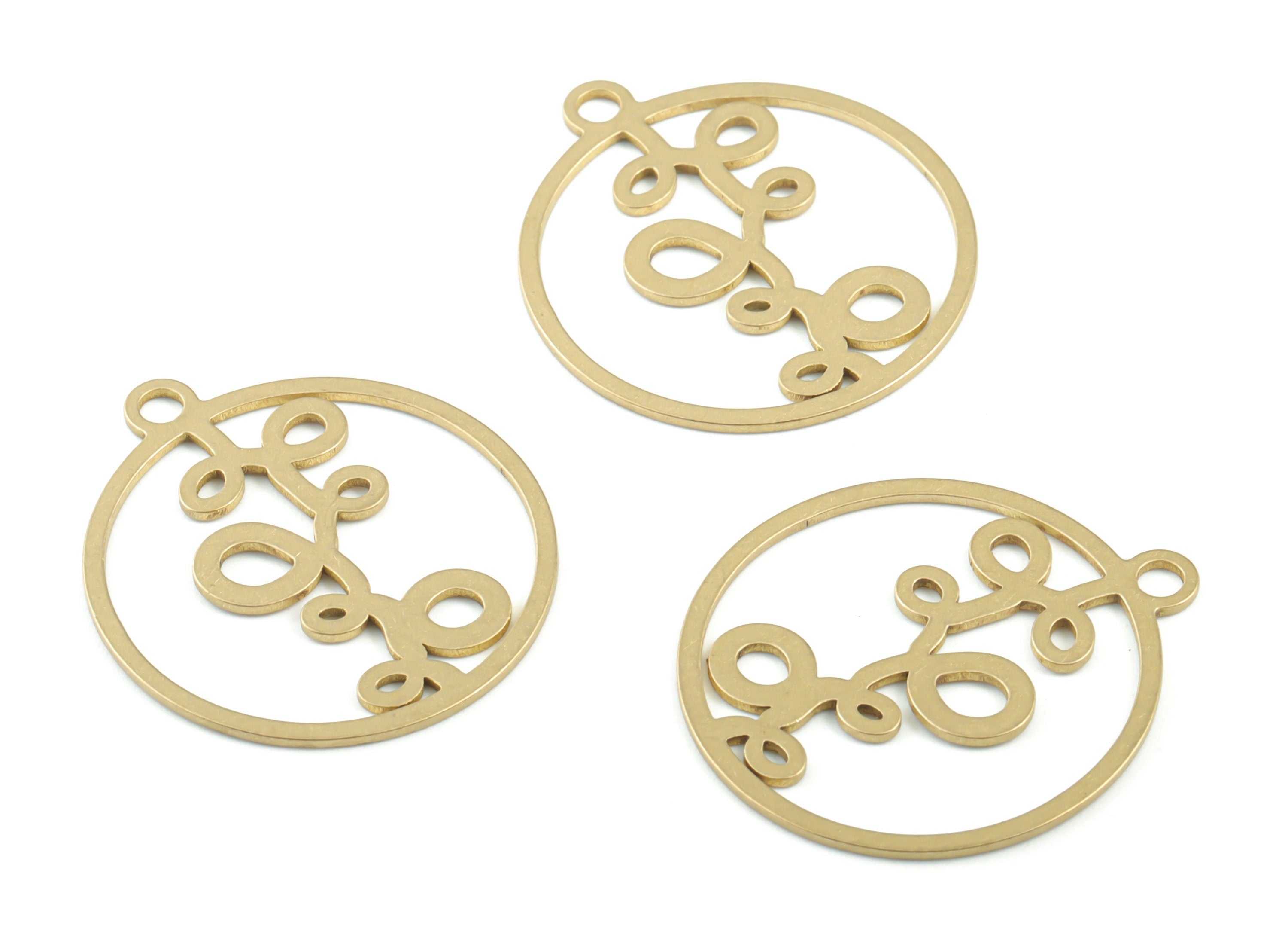 Brass Round Earring Charms - Raw Brass Circle Pendant - Earrings Finding - Jewelry Supplies - 29.2x25.94x0.78mm - PPM3392 - DOMEDBAZAAR