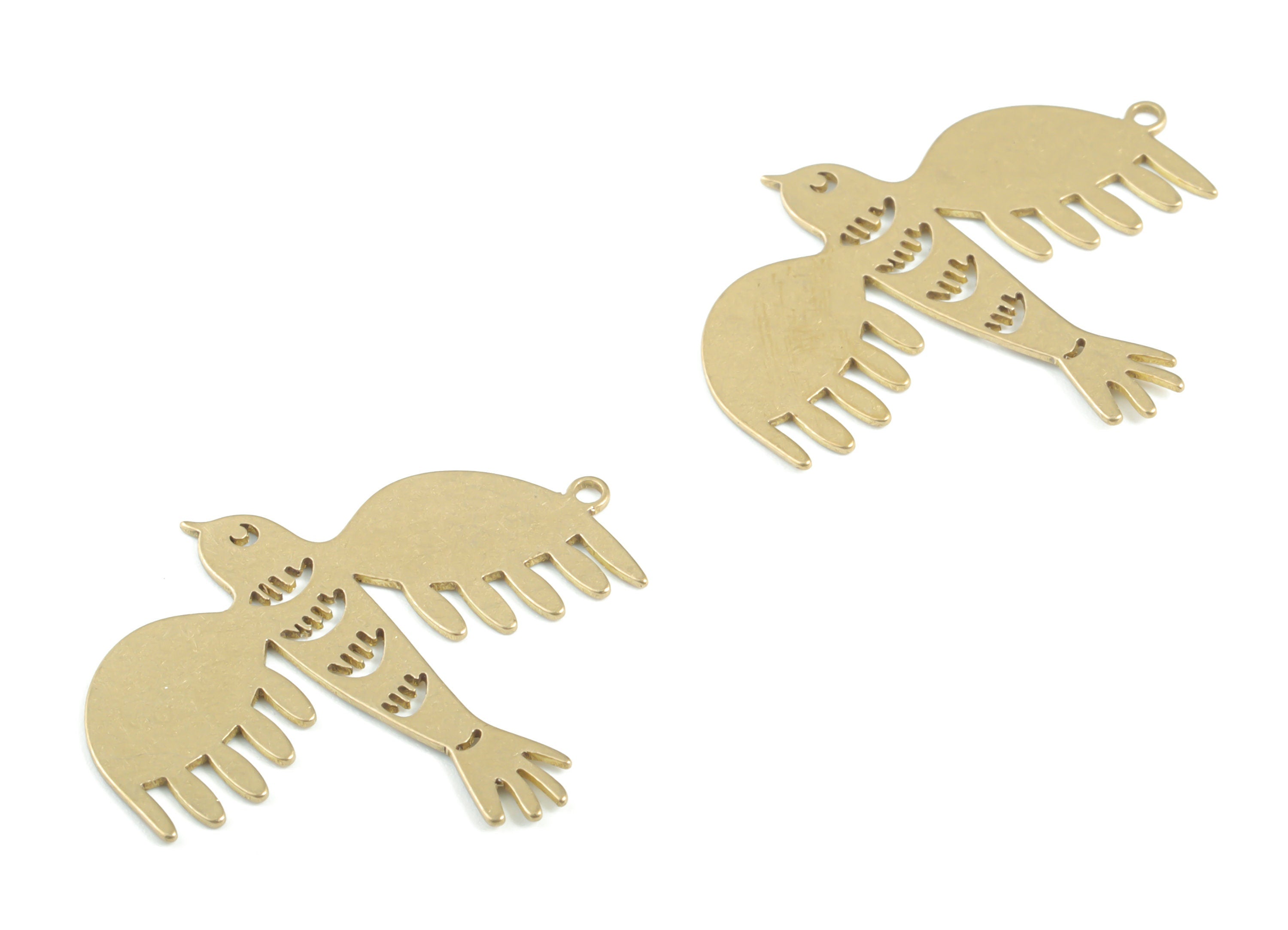 Brass Bird Earring Charms - Raw Brass Flying Bird Pendant - Earring Findings - Jewelry Supplies - 31.93x27.84x0.68mm - PPM3314 - DOMEDBAZAAR