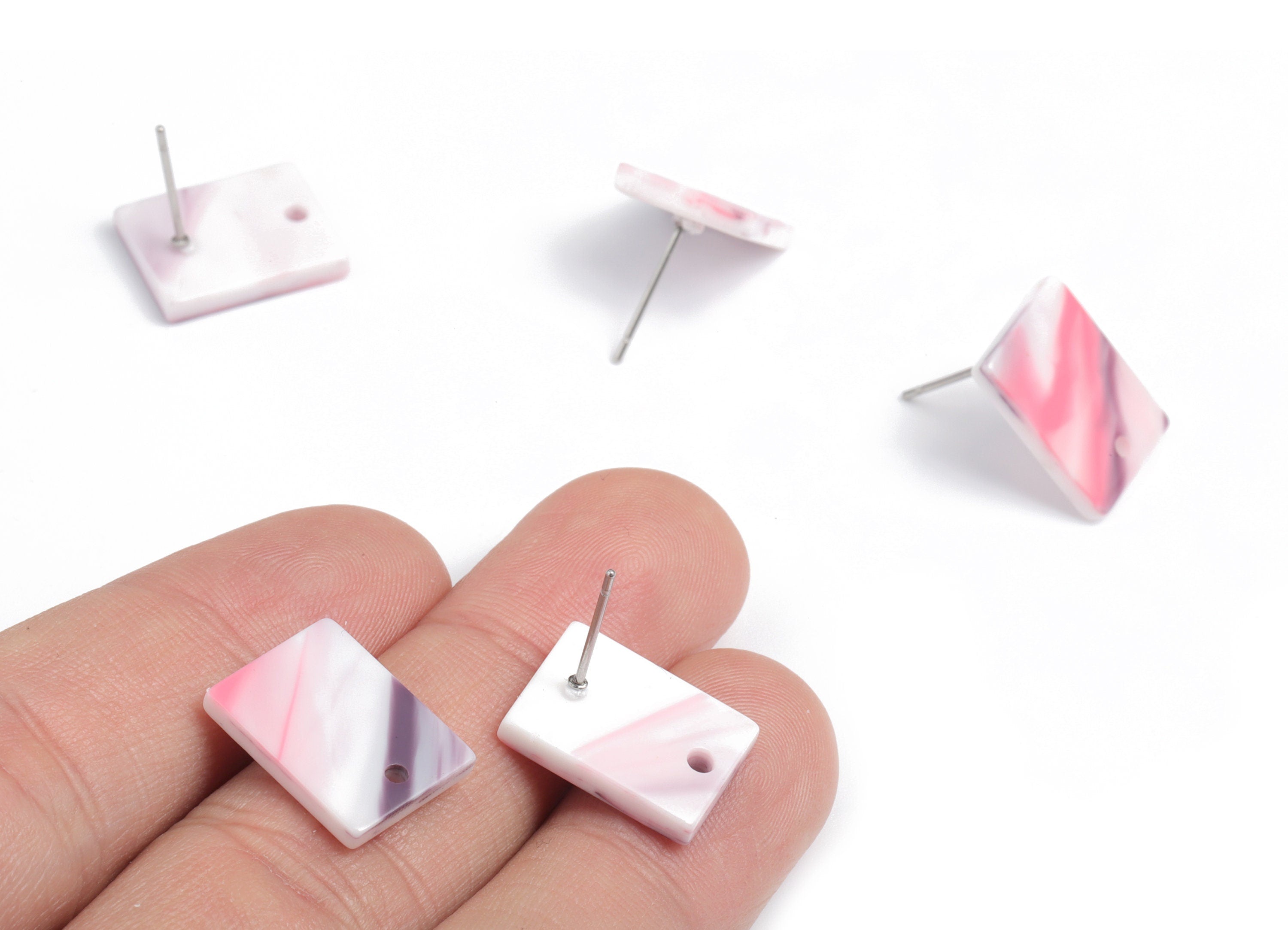 Acetate Rectangle Earring Stud - Rectangle Earring Post - Surgical Stud - Jewelry Supplies - Color Code: A511 - 15.5x11.8x2mm - AC1663-A511 - DOMEDBAZAAR