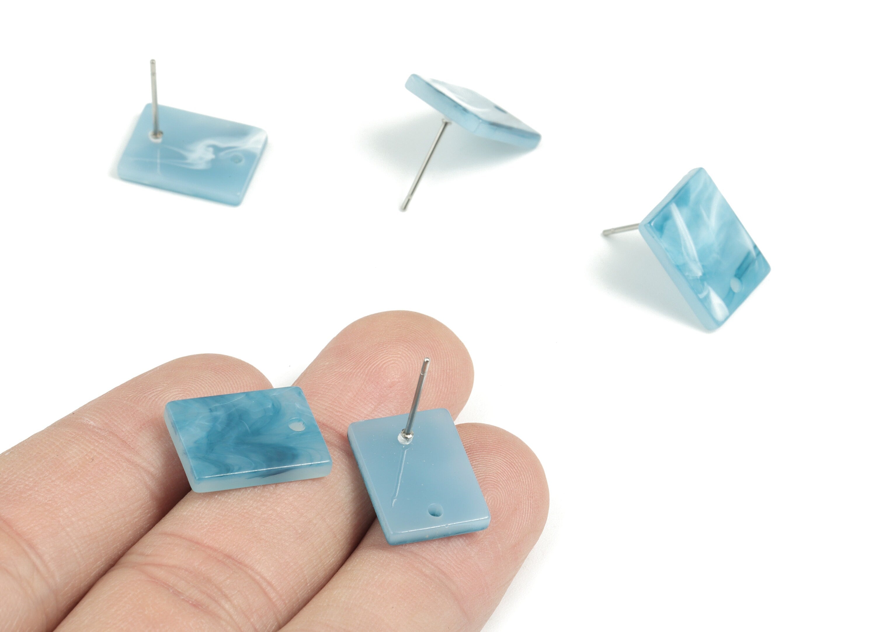 Acetate Rectangle Earring Stud - Rectangle Earring Post - Surgical Stud - Jewelry Supplies - Color Code: A515 - 15.5x11.8x2mm - AC1663-A515 - DOMEDBAZAAR