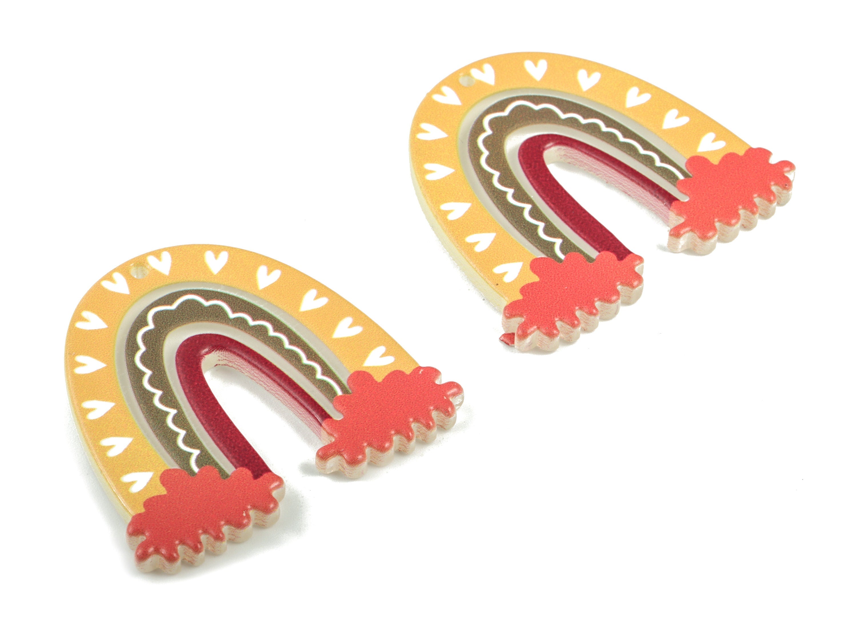 Acrylic Rainbow Earring Charms - Acrylic Rainbow Colud Pandant - Earring Findings - Jewelry Supplies - 38.95x35.63x3.19mm - AC2020C - DOMEDBAZAAR