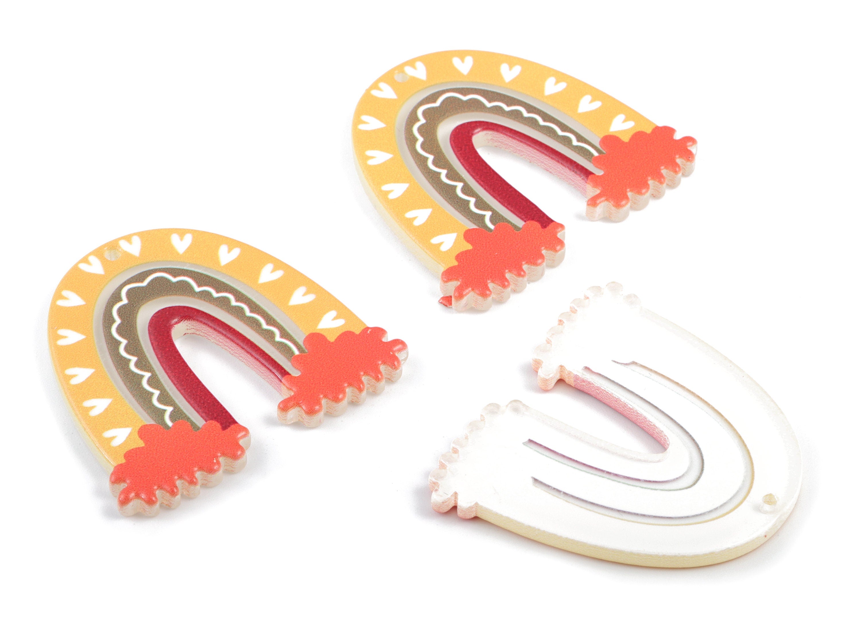 Acrylic Rainbow Earring Charms - Acrylic Rainbow Colud Pandant - Earring Findings - Jewelry Supplies - 38.95x35.63x3.19mm - AC2020C - DOMEDBAZAAR