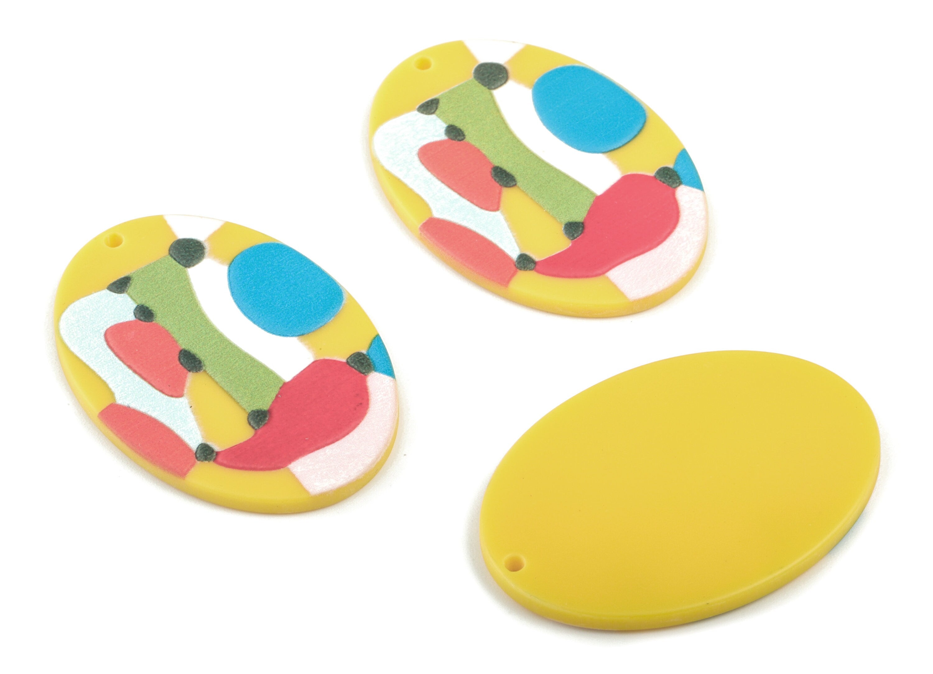 Acrylic Oval Earring Charms - Acrylic Colorful Circle Pandant - Earring Findings - Jewelry Supplies - 40.63x28.64x2.79mm - AC2047 - DOMEDBAZAAR