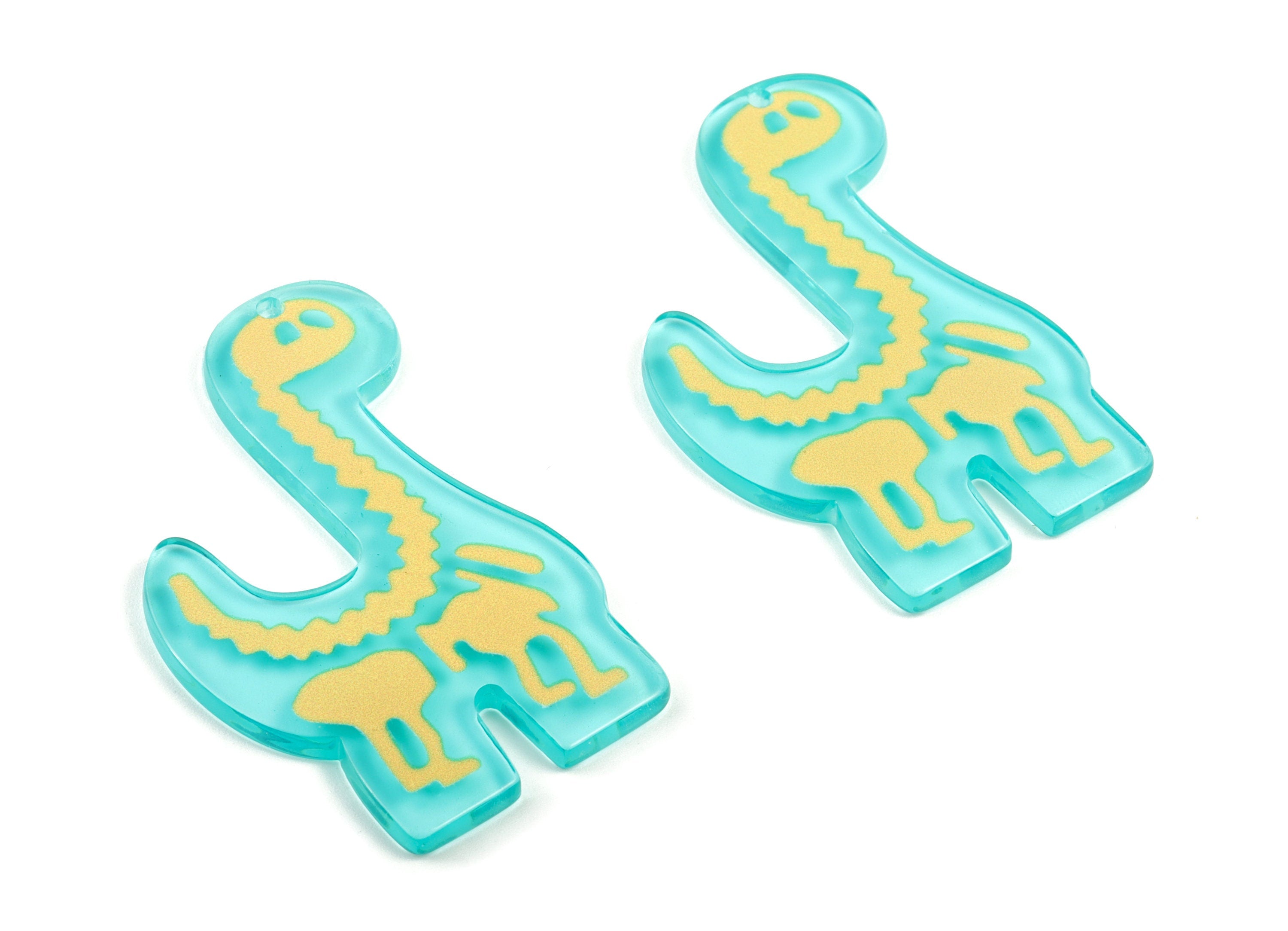 Acrylic Dinosour Earring Charms - Acrylic Dinosour Pandant - Earring Findings - Jewelry Supplies - 54.42x34.11x3.09mm - AC2049 - DOMEDBAZAAR